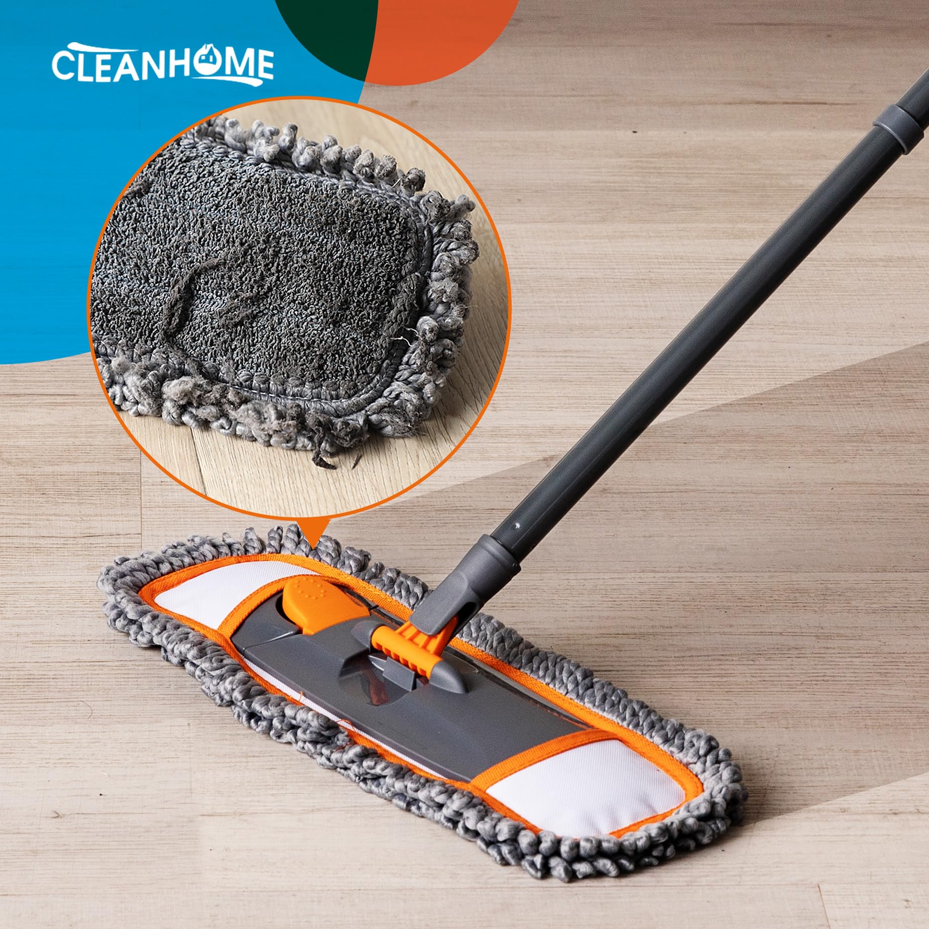 CLEANHOME Dust Mop with Washable Pads - Rotating Head

