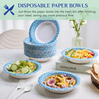MUCHII Disposable Paper Bowls Bulk - Soak-Proof & Printed

