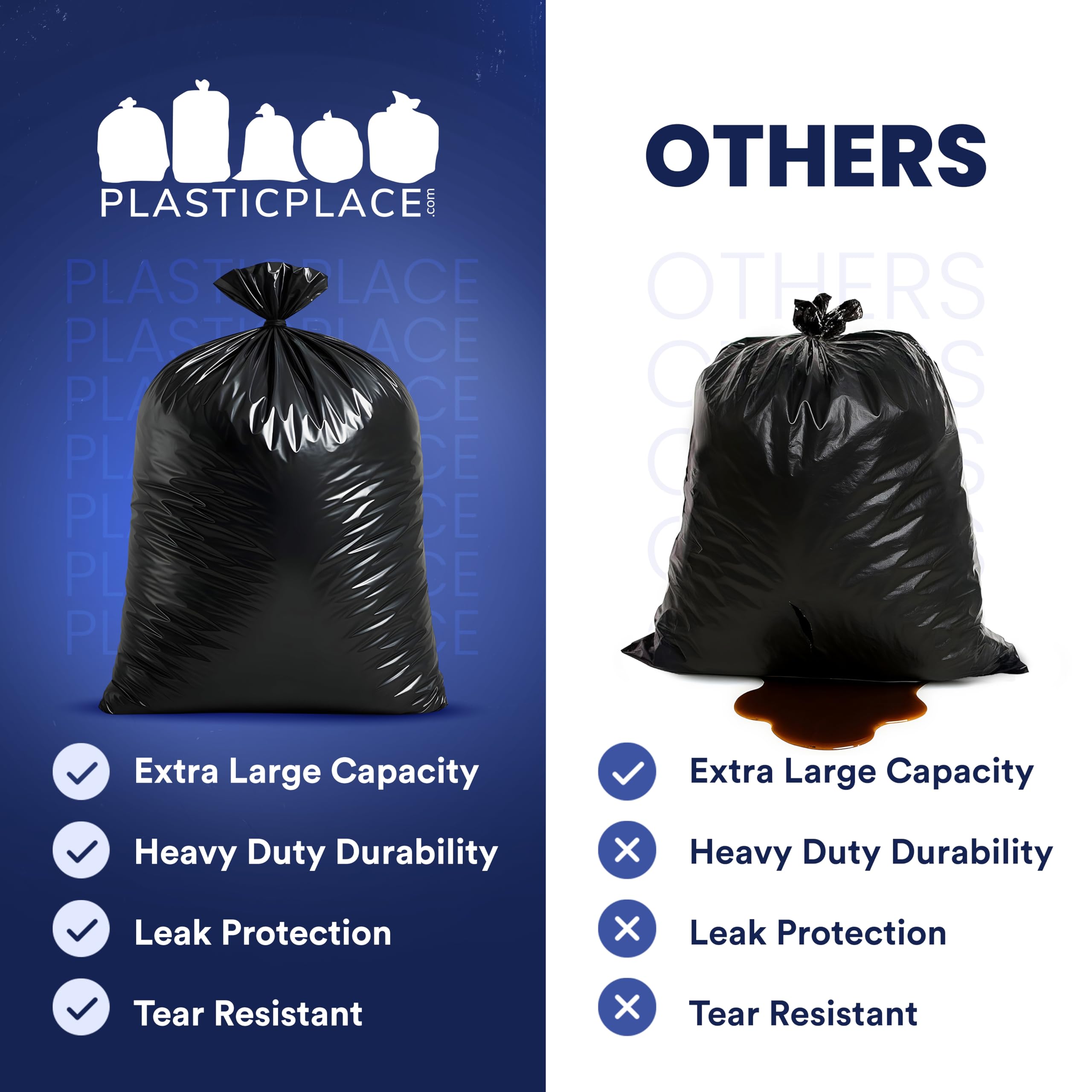 Plasticplace Trash Bags 95-96 Gallon Heavy-Duty 1.5 Mil

