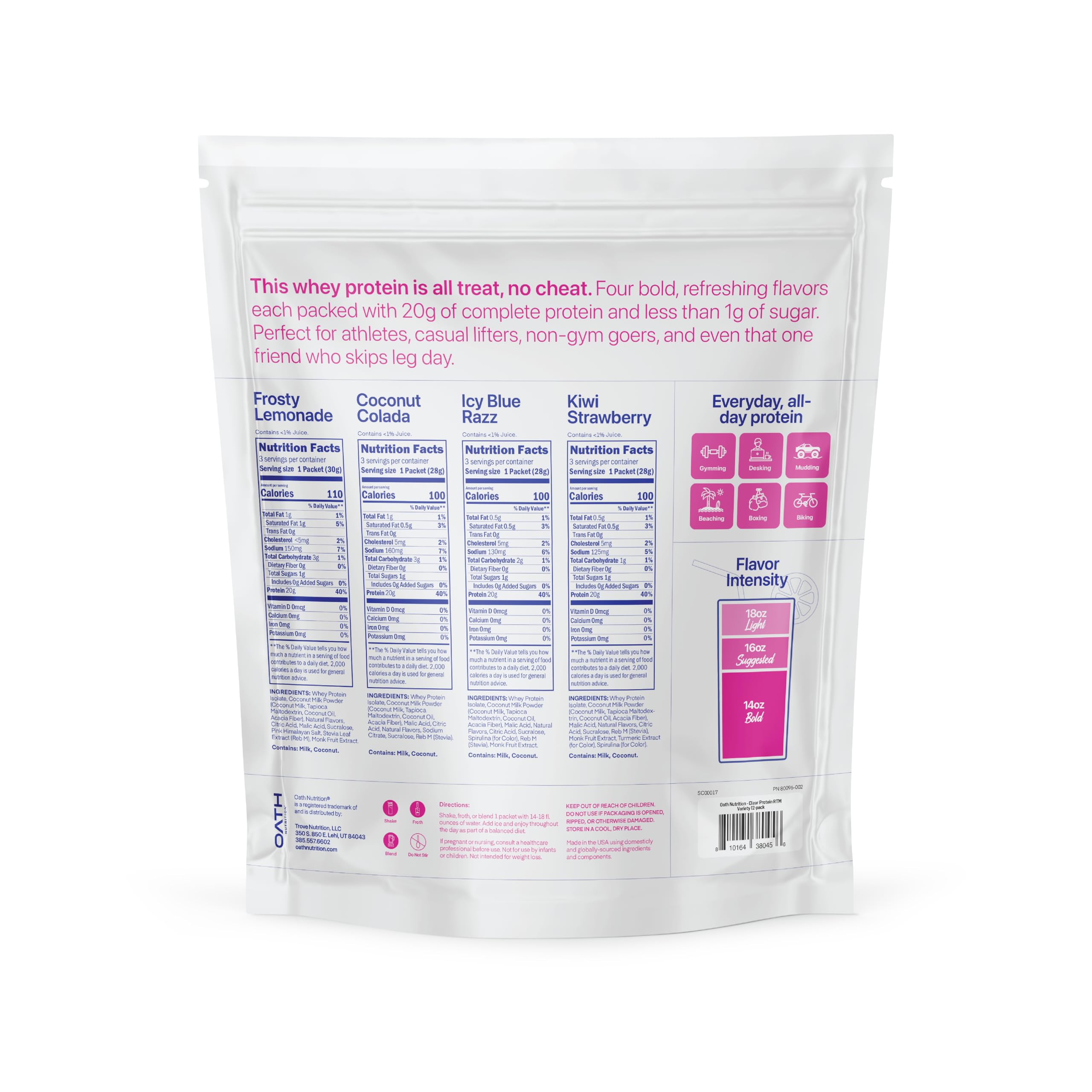 Clear Whey Isolate Protein Powder by Oath | Variety

