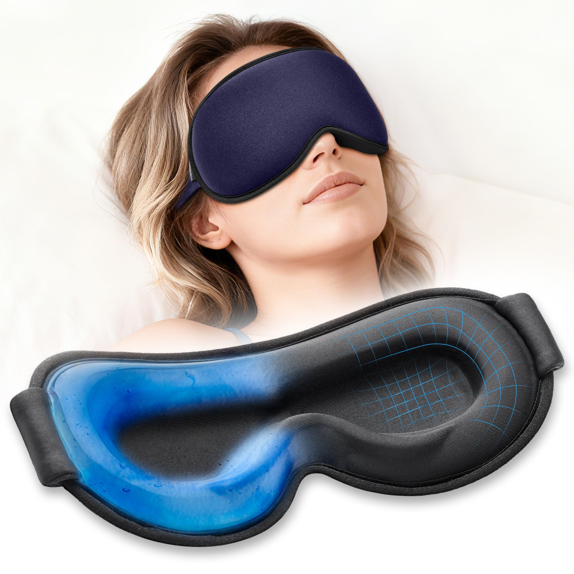 3D Weighted Cooling Gel Eye Mask for Sleep and Migraine Relief