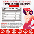 Iron Gummies for Women and Teens | Ferrous Gluconate 324 mg


