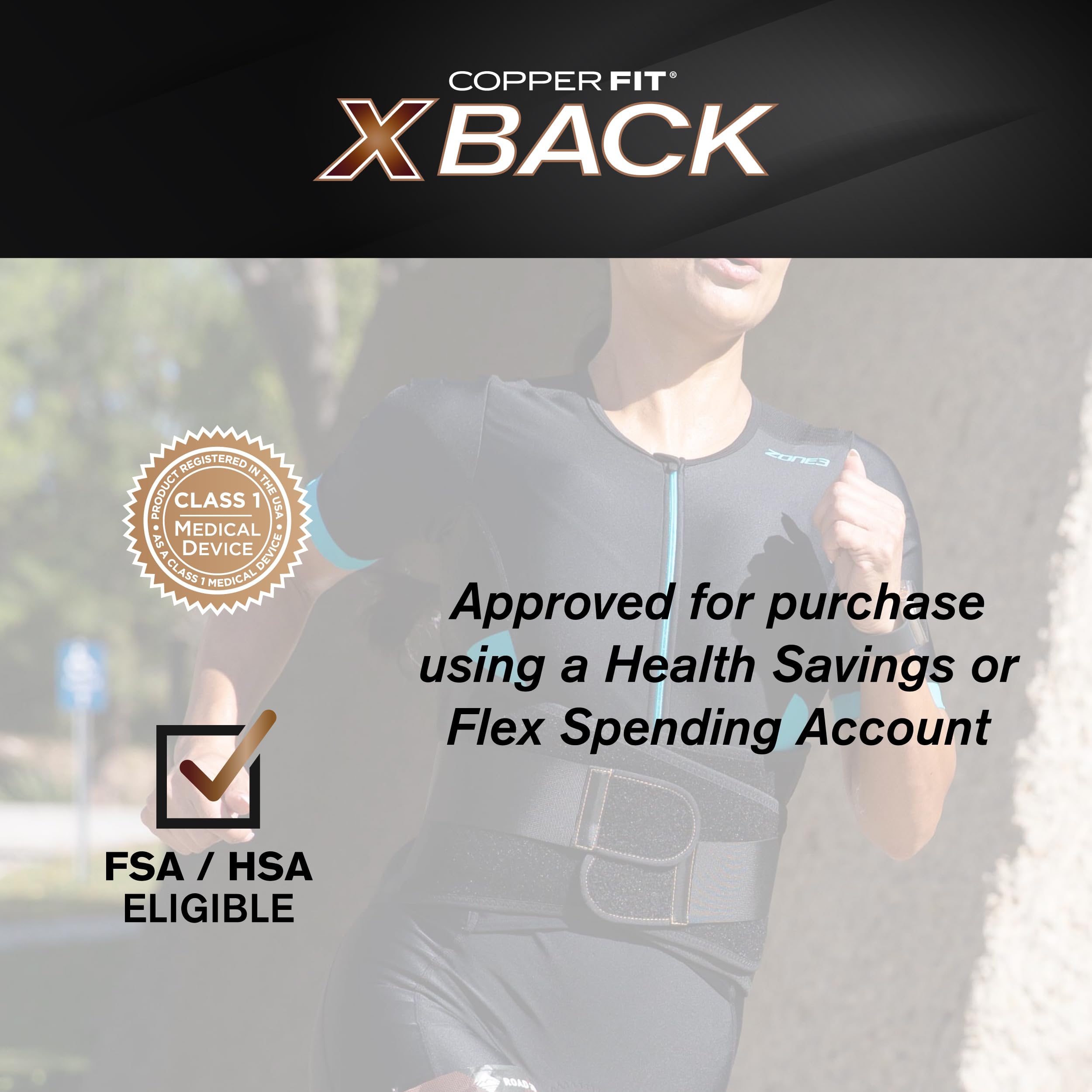 Copper Fit X-Back Back Brace - Adjustable Lumbar Support

