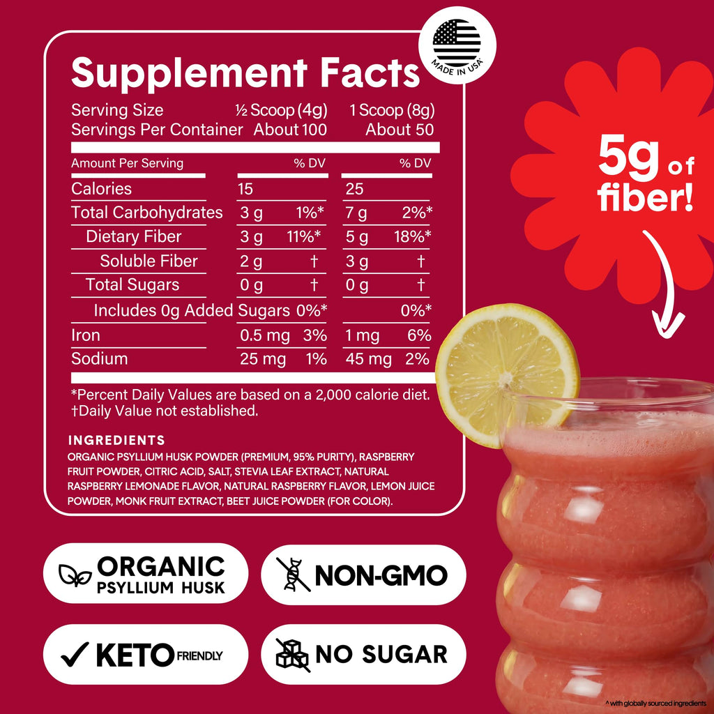 Bellway Organic Psyllium Fiber Powder - Prebiotic Sugar Free

