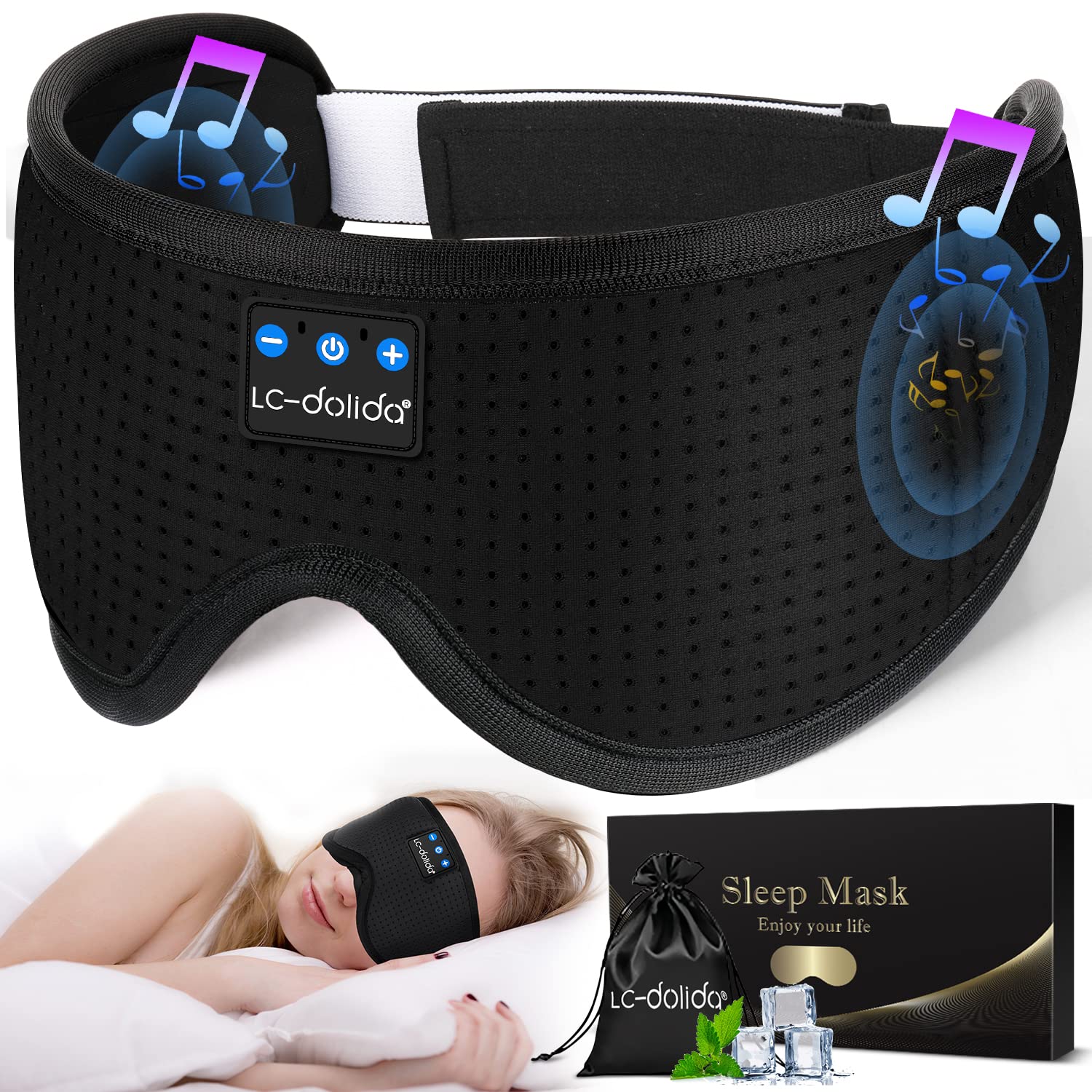 LC-dolida Sleep Headphones Eye Mask with Bluetooth Audio