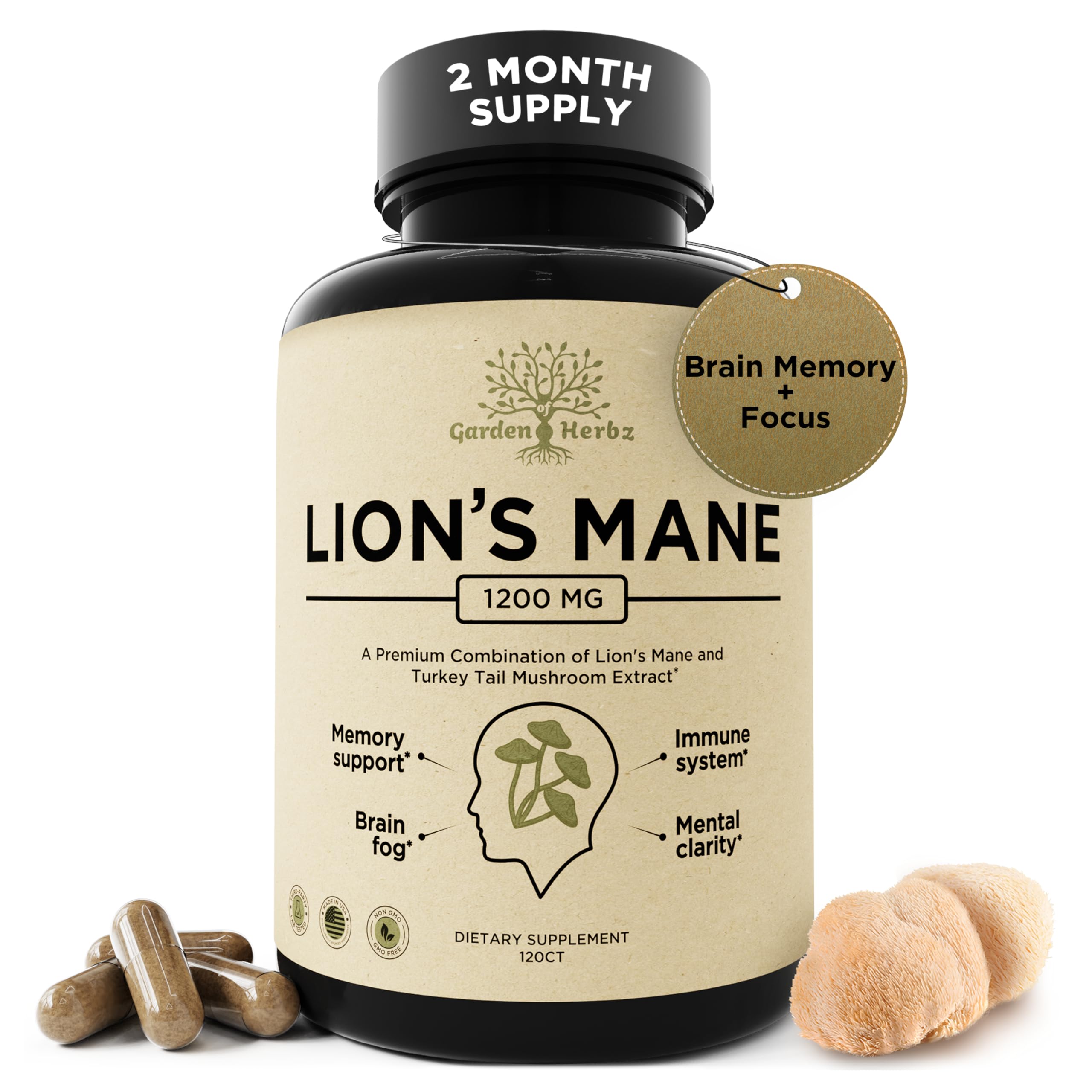 Lion's Mane & Turkey Tail Capsules by Garden of Herbz


