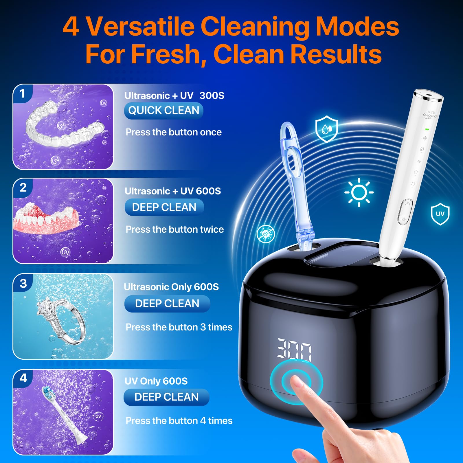 Ultrasonic Retainer Cleaner for Dentures and Aligners - 49KHz

