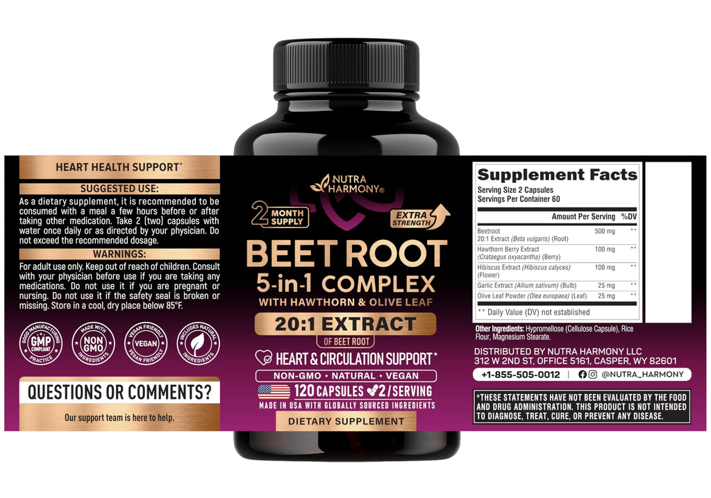 Beet Root Capsules for Heart Health and Circulation

