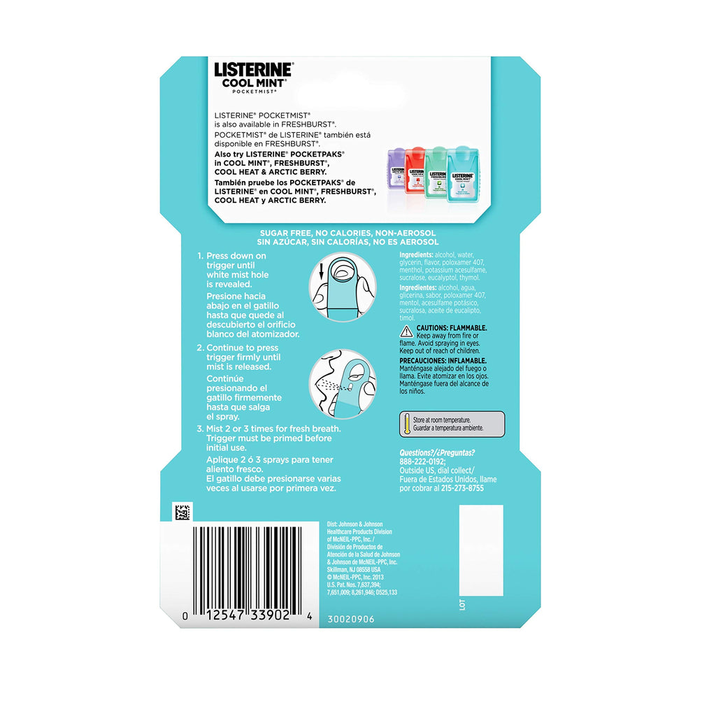 Listerine PocketMist Non-Aerosol Sugar-Free Oral Care Mist

