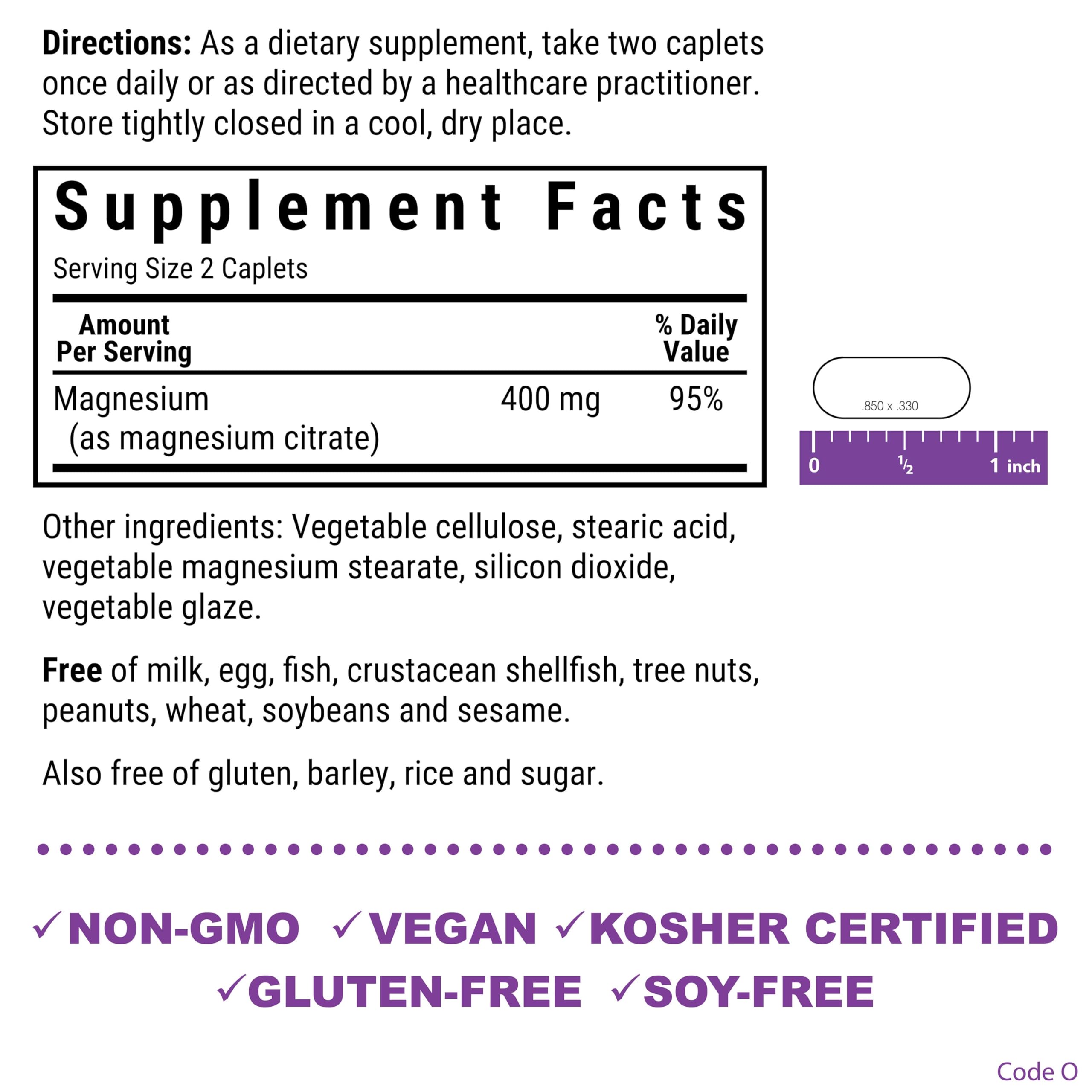 Bluebonnet Magnesium Citrate 400 mg Supplement

