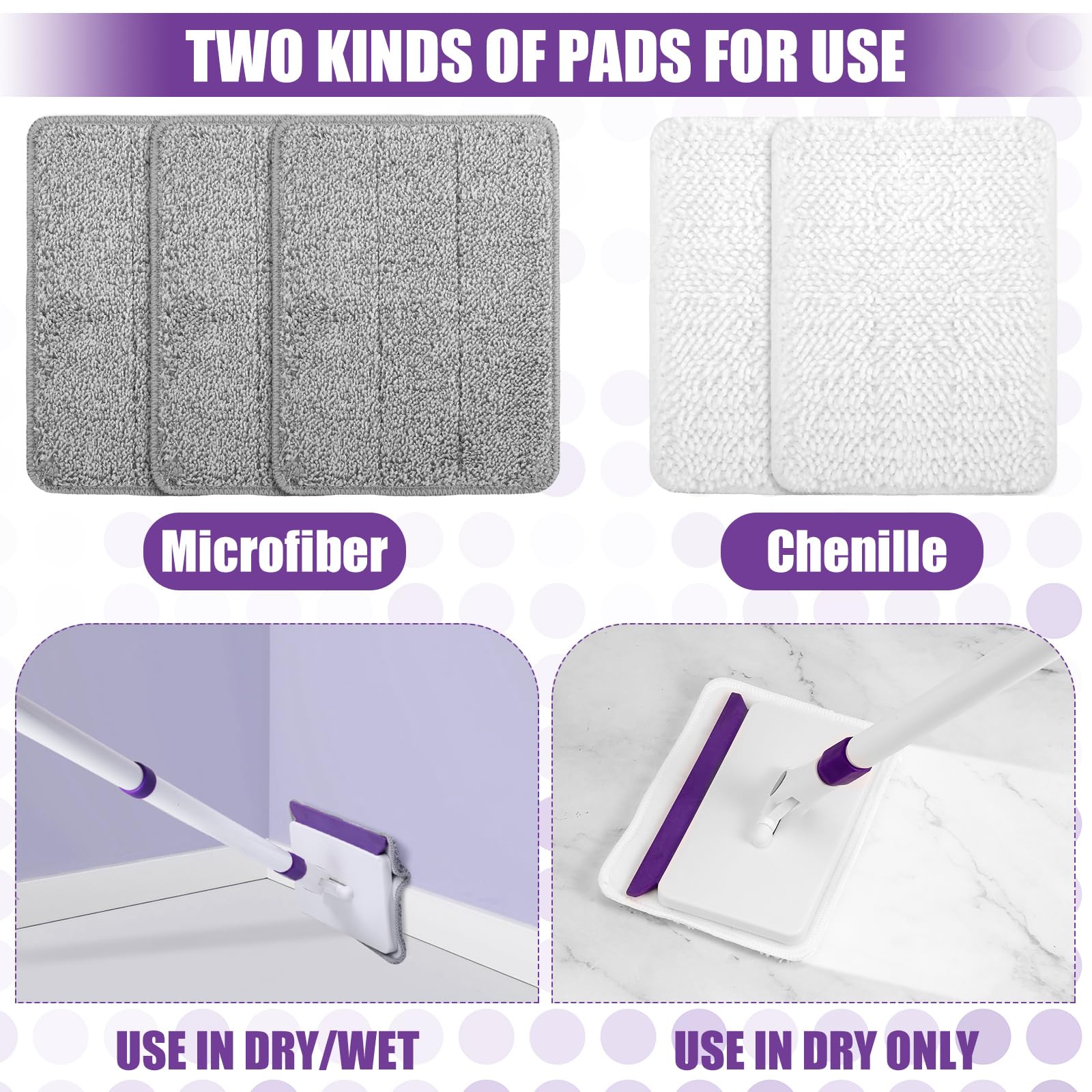 Baseboard Cleaner Tool with Handle and Reusable Pads

