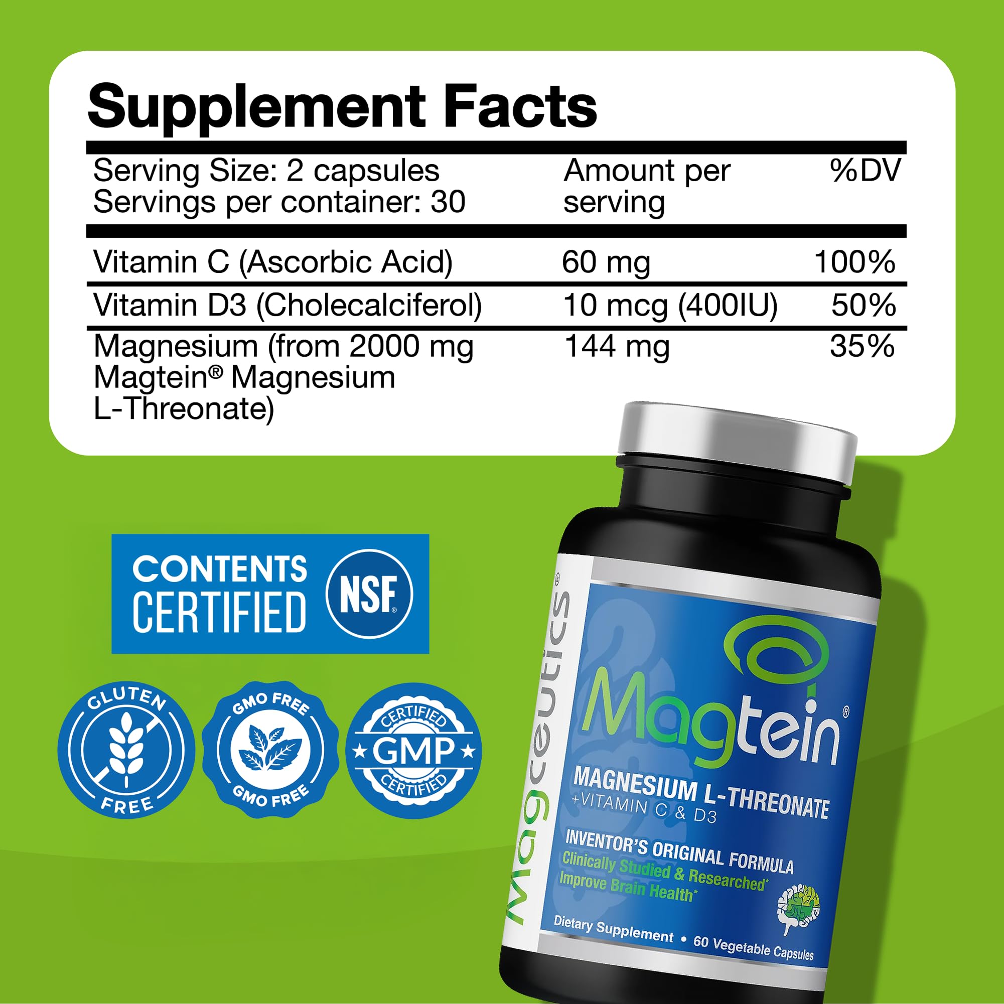 Magtein Magnesium L-Threonate | Brain Health & Cognition

