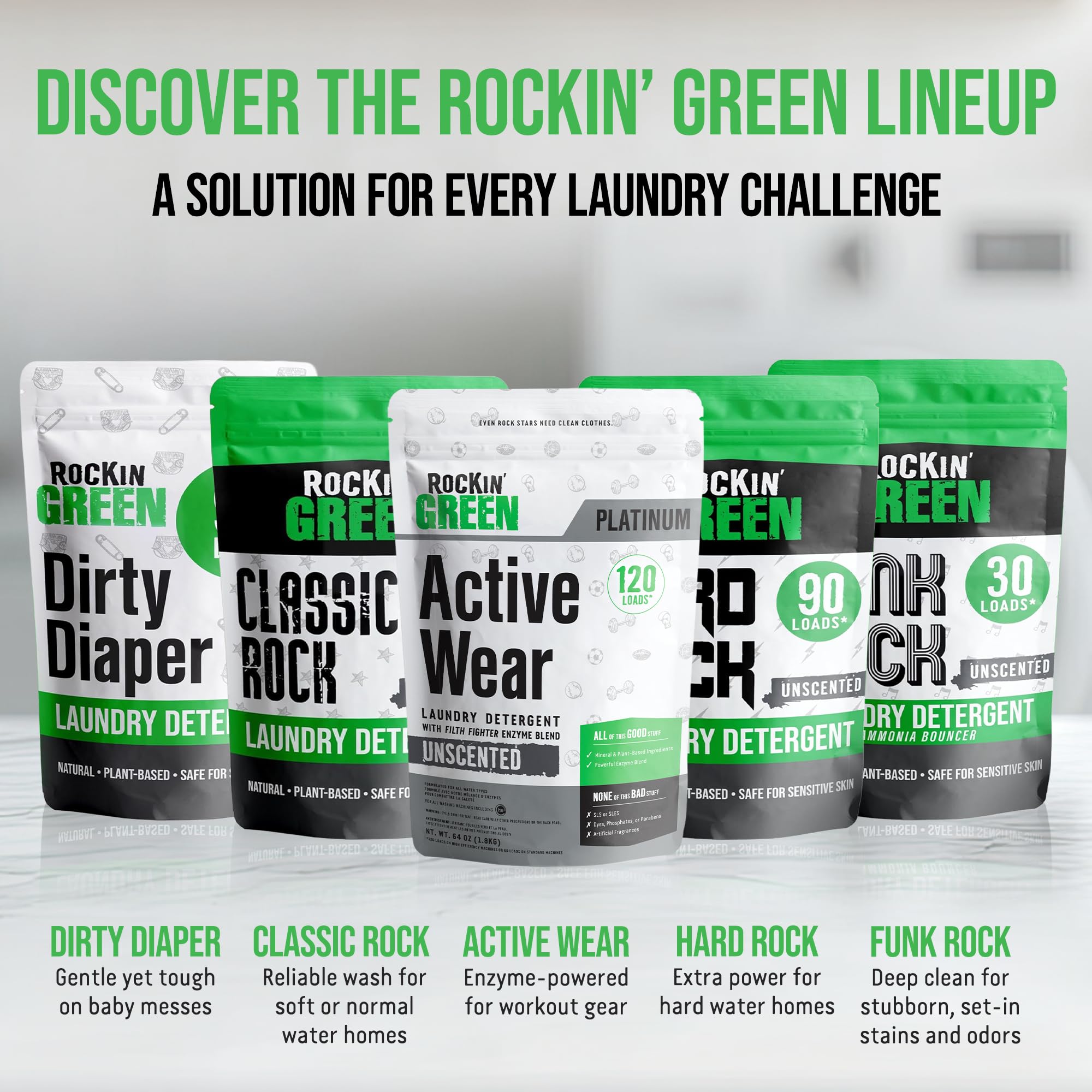 Rockin' Green Laundry Detergent - Plant-Based Odor Fighter

