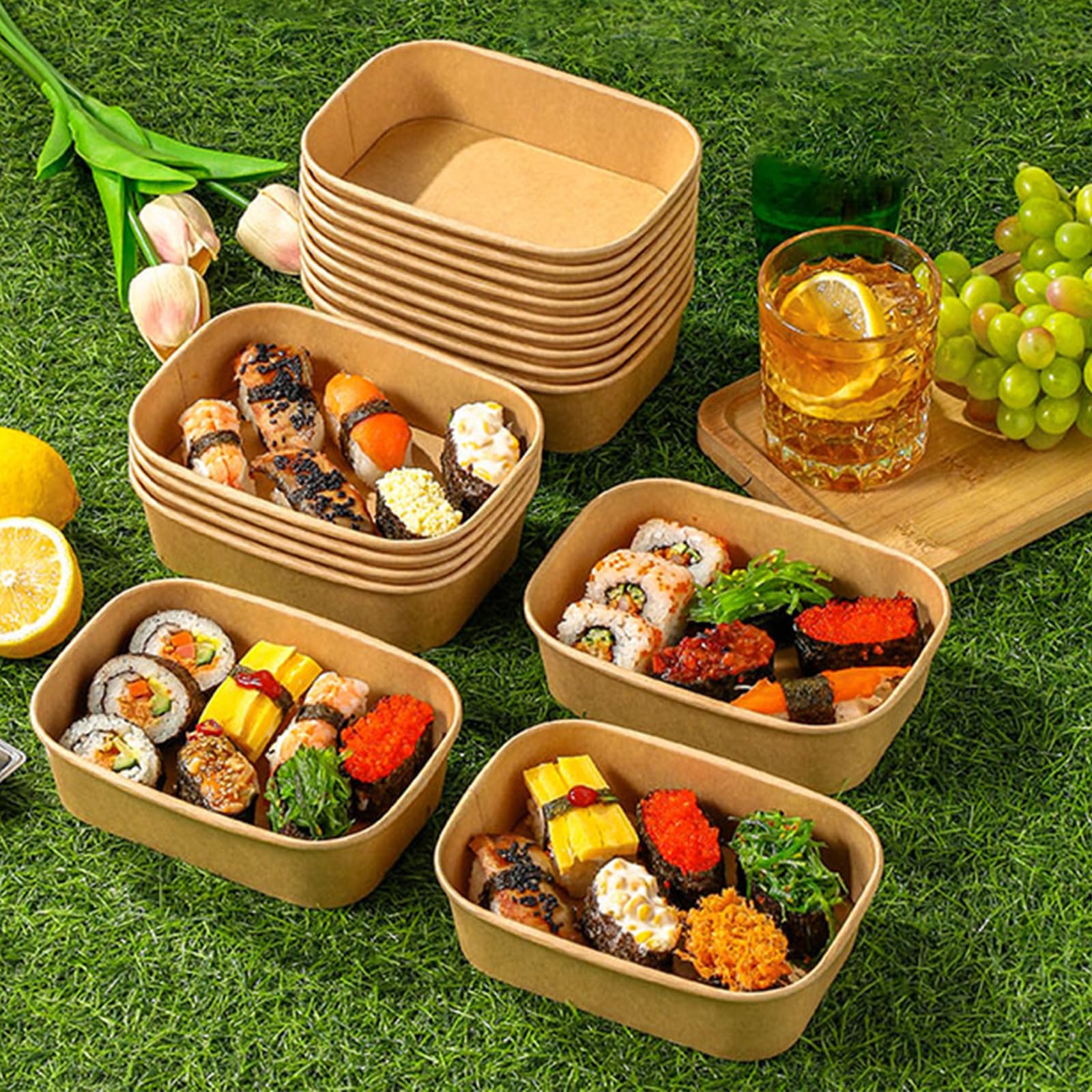 Disposable Paper Bowls with Lids and Forks | DI QIU REN

