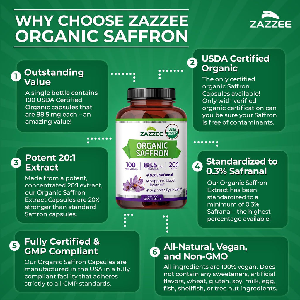 Saffron Extract Capsules by Zazzee

