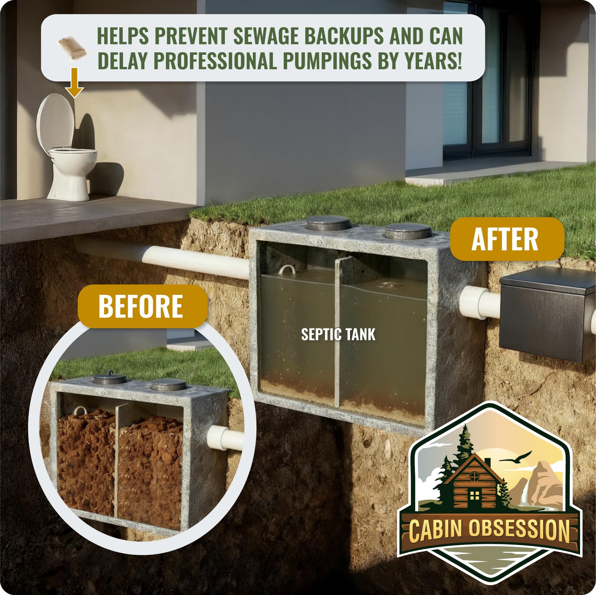 Septic Tank Treatment with Dissolvable Bacteria USA Made

