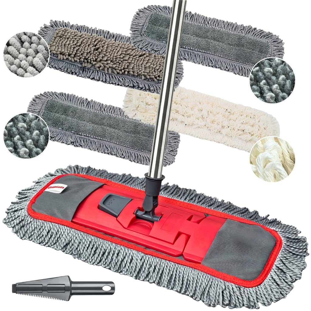 Floor Mop with Reusable Pads and Extended Reach