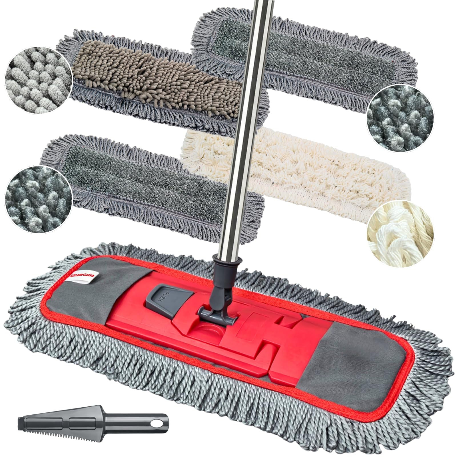 Floor Mop with Reusable Pads and Extended Reach