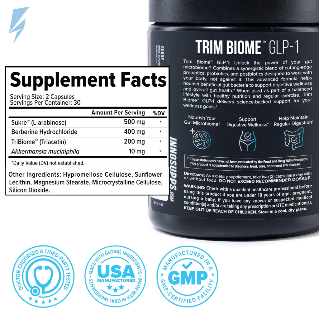 InnoSupps Trim Biome GLP-1 Probiotic Synbiotic Gut Health

