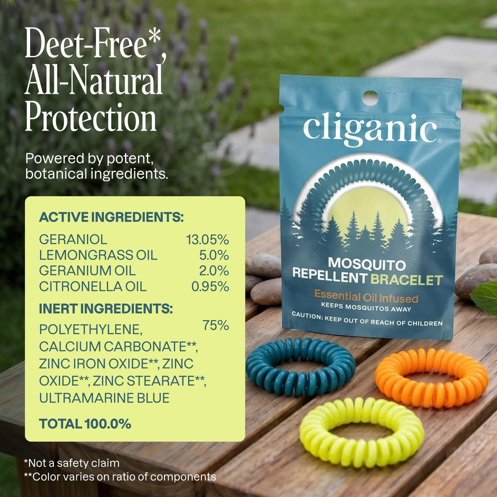 Cliganic Mosquito Bracelets - DEET-Free & Plant-Based

