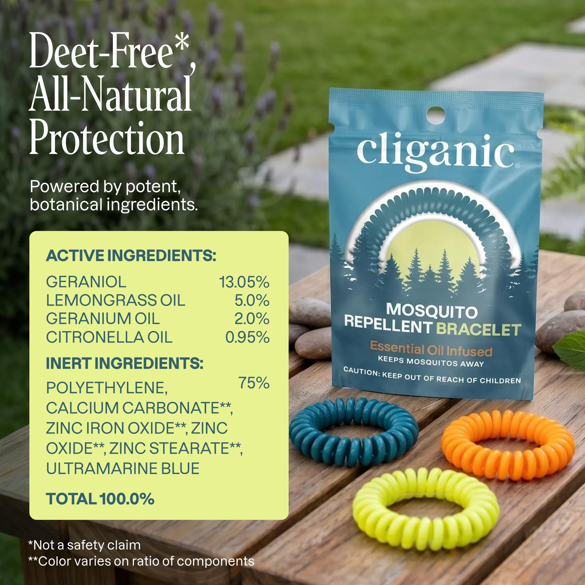 Cliganic Mosquito Bracelets - DEET-Free & Plant-Based

