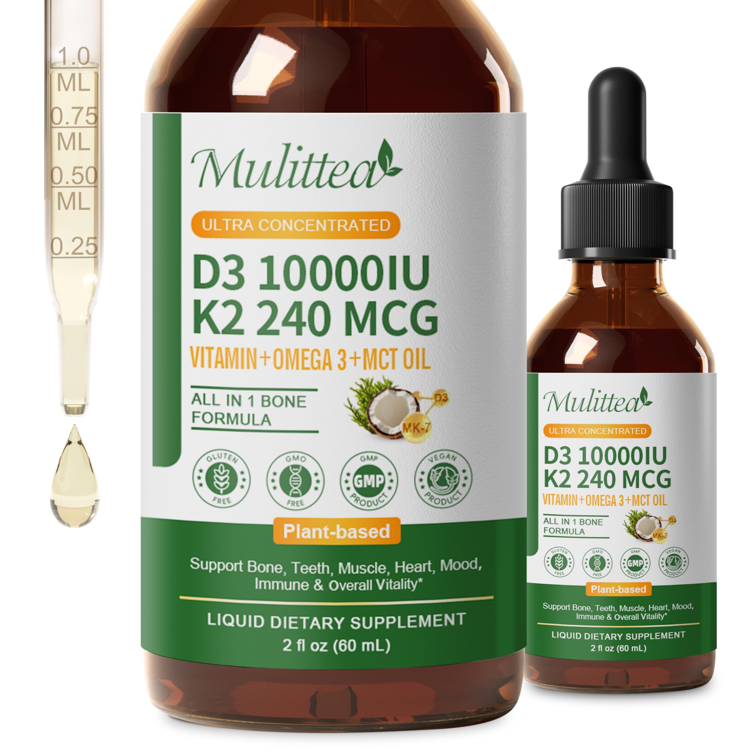 Vitamin D3 K2 Liquid with Omega-3 and Coconut MCT Oil


