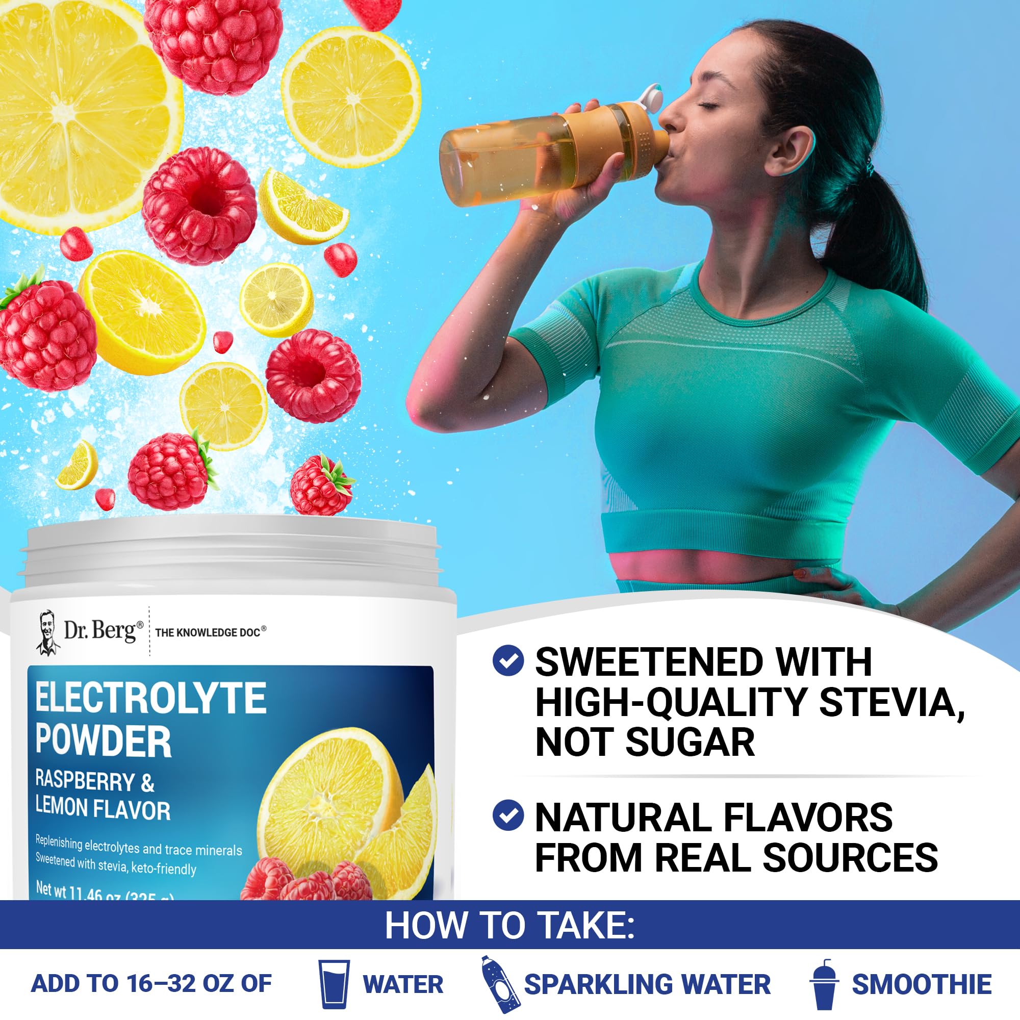 Dr. Berg Zero Sugar Hydration Electrolyte Powder | Potassium 1000 mg

