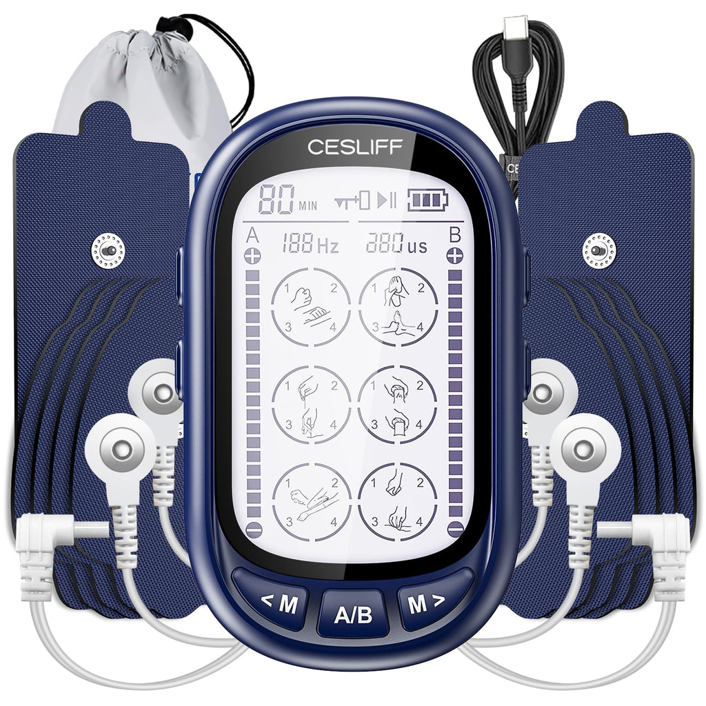 CESLIFF Dual Channel TENS EMS Unit with 24 Modes and Large LCD
