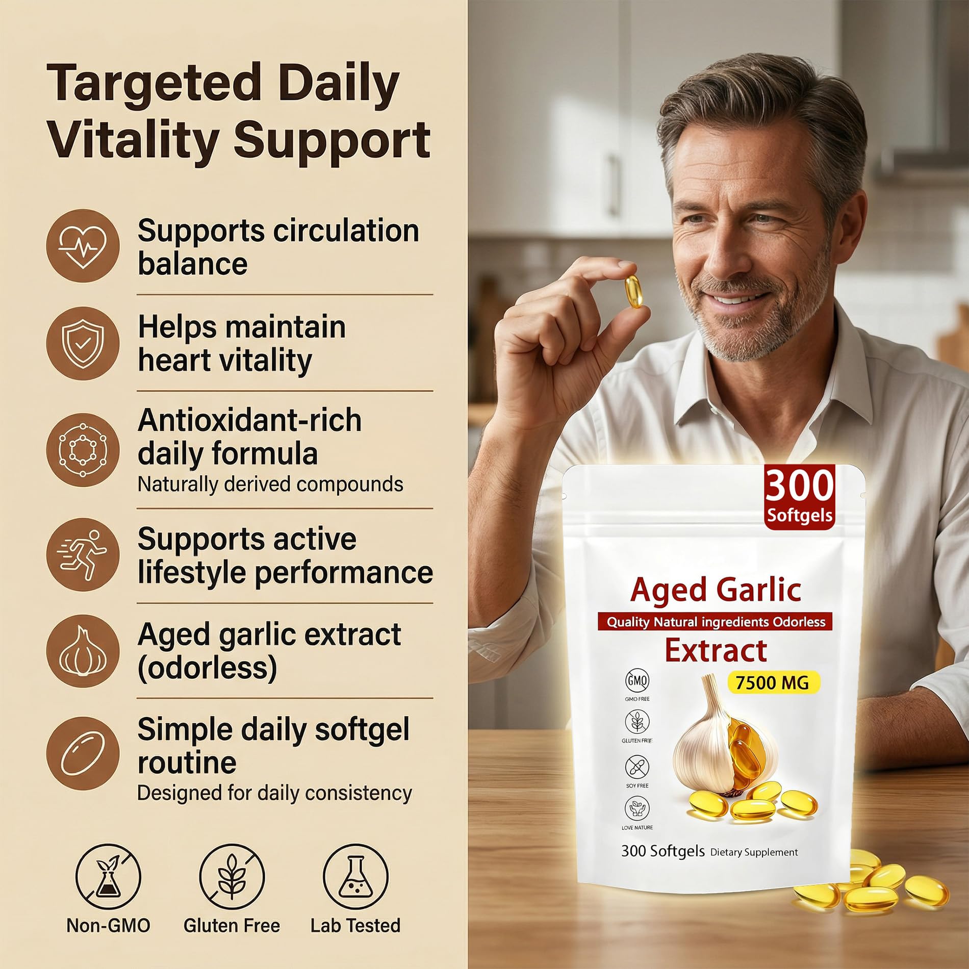 Aged Garlic Extract Softgels for Heart & Immune Support

