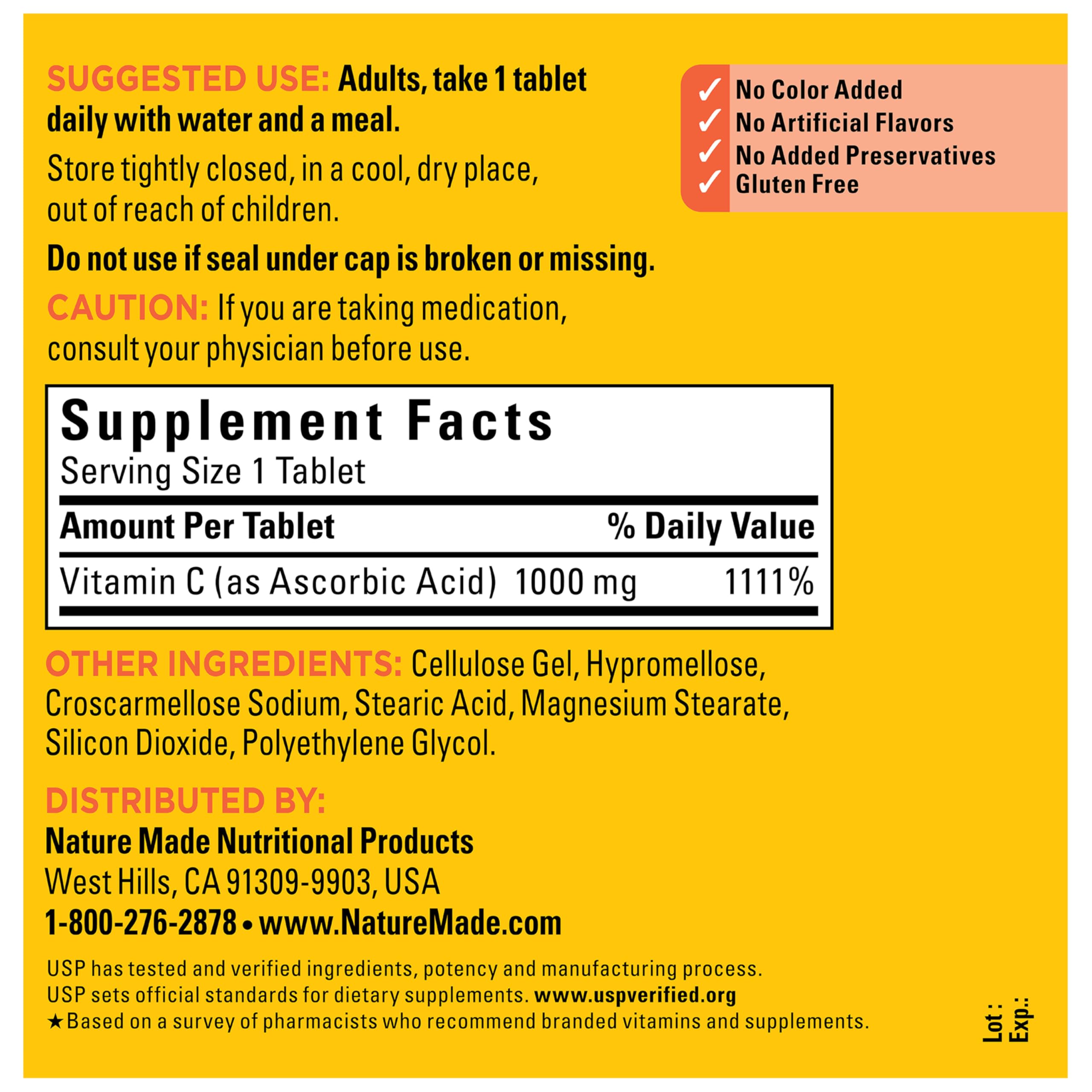 Nature Made Vitamin C 1000 mg Tablets for Immune Support

