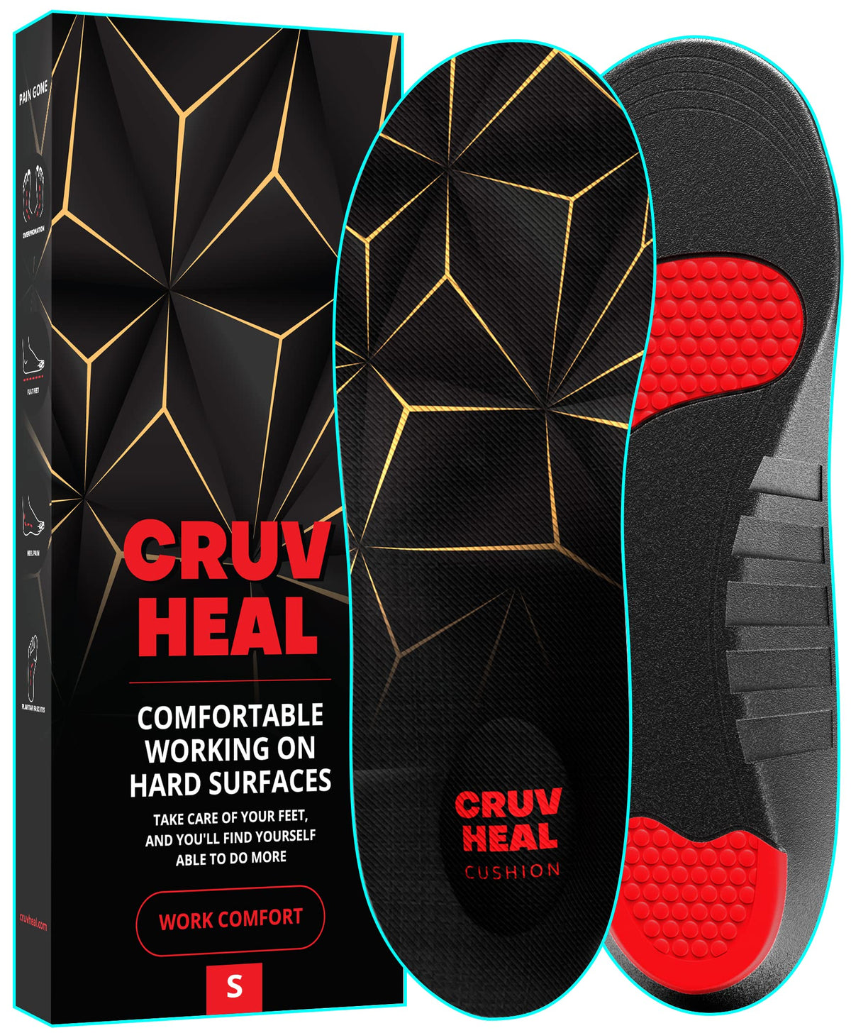 CRUVHEAL Work Pro Comfort Insoles - Shock Absorption and Anti-Fatigue