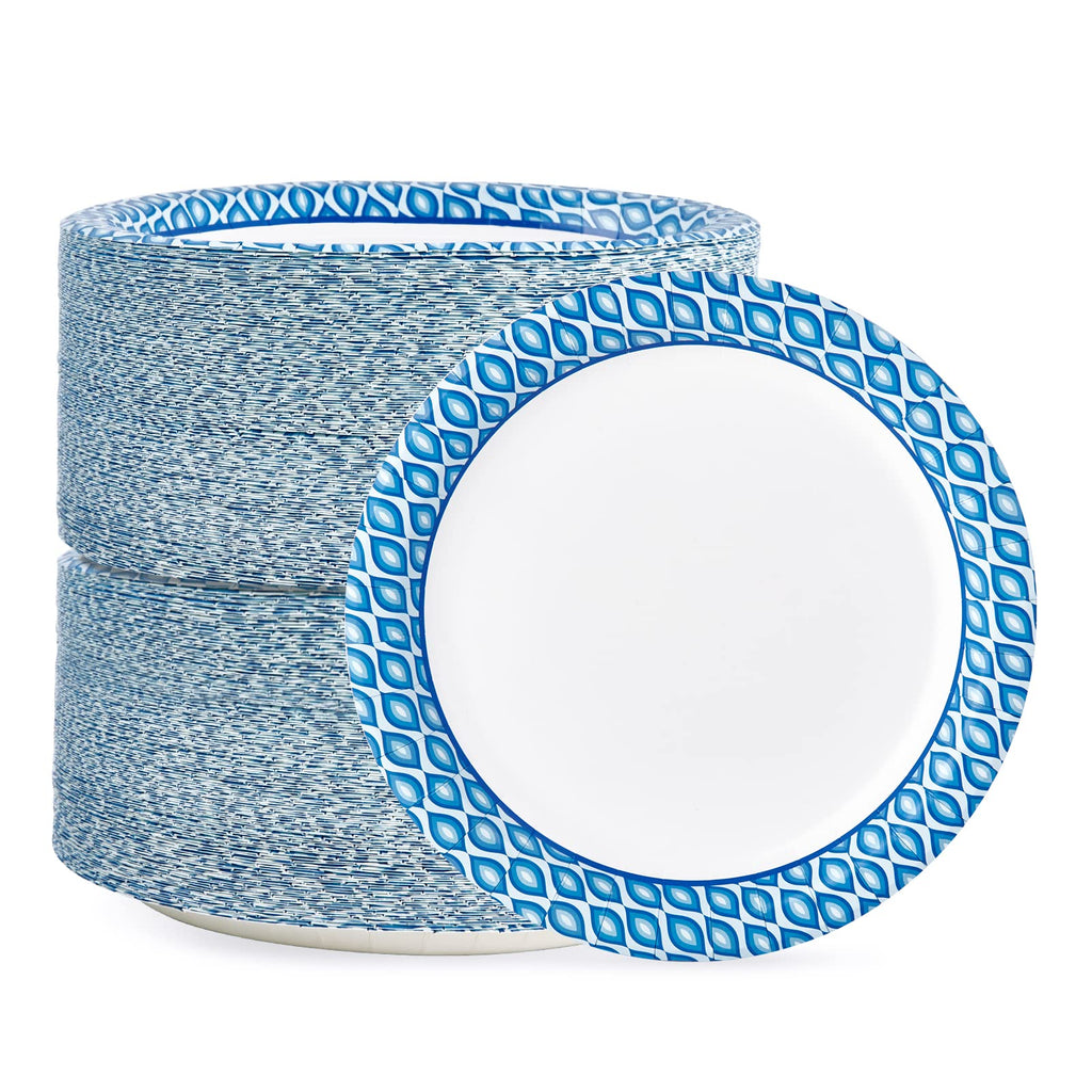 MUCHII 8.375 Inch Disposable Paper Plates - Soak-Proof

