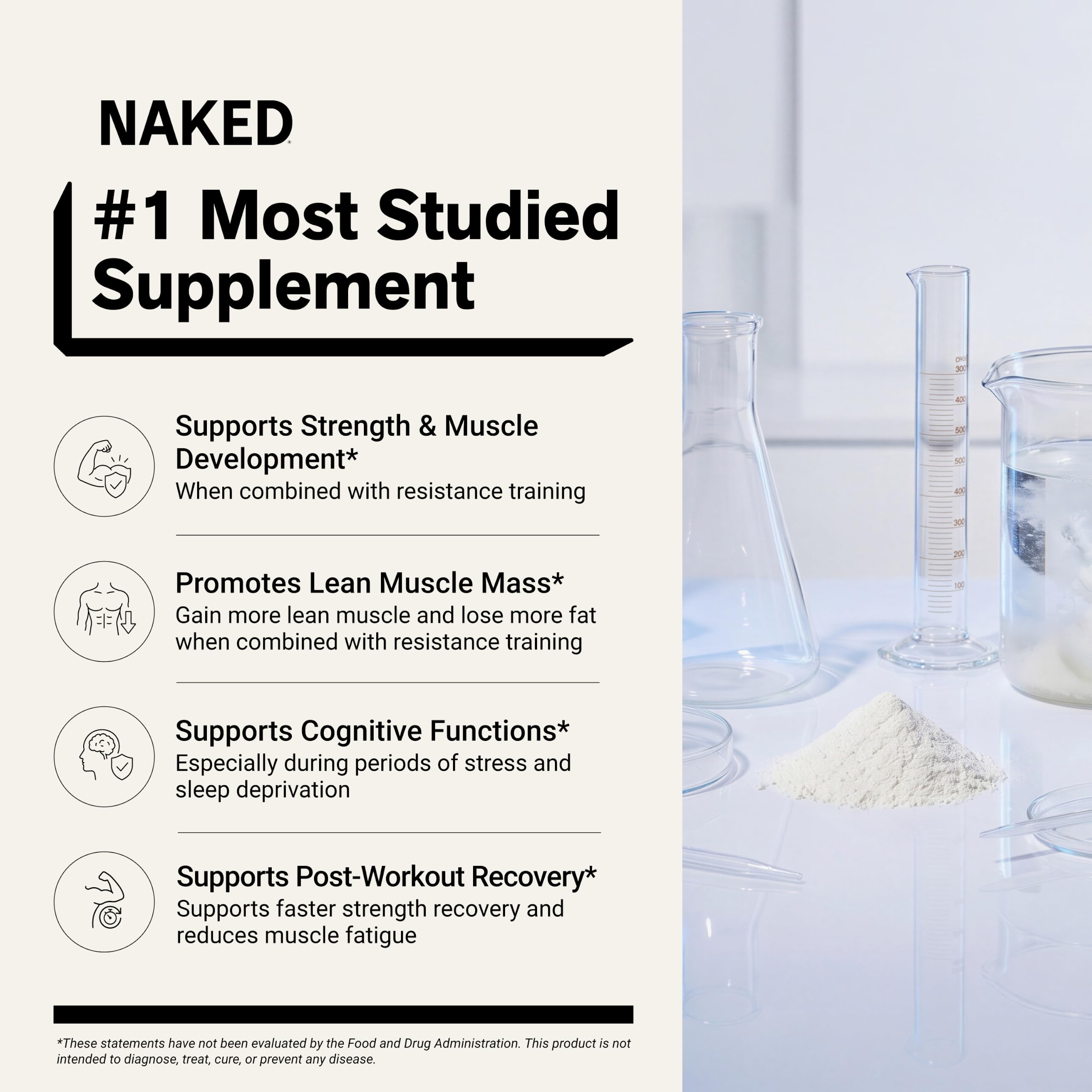 Naked Pure Micronized Creatine Monohydrate Powder | NSF Certified

