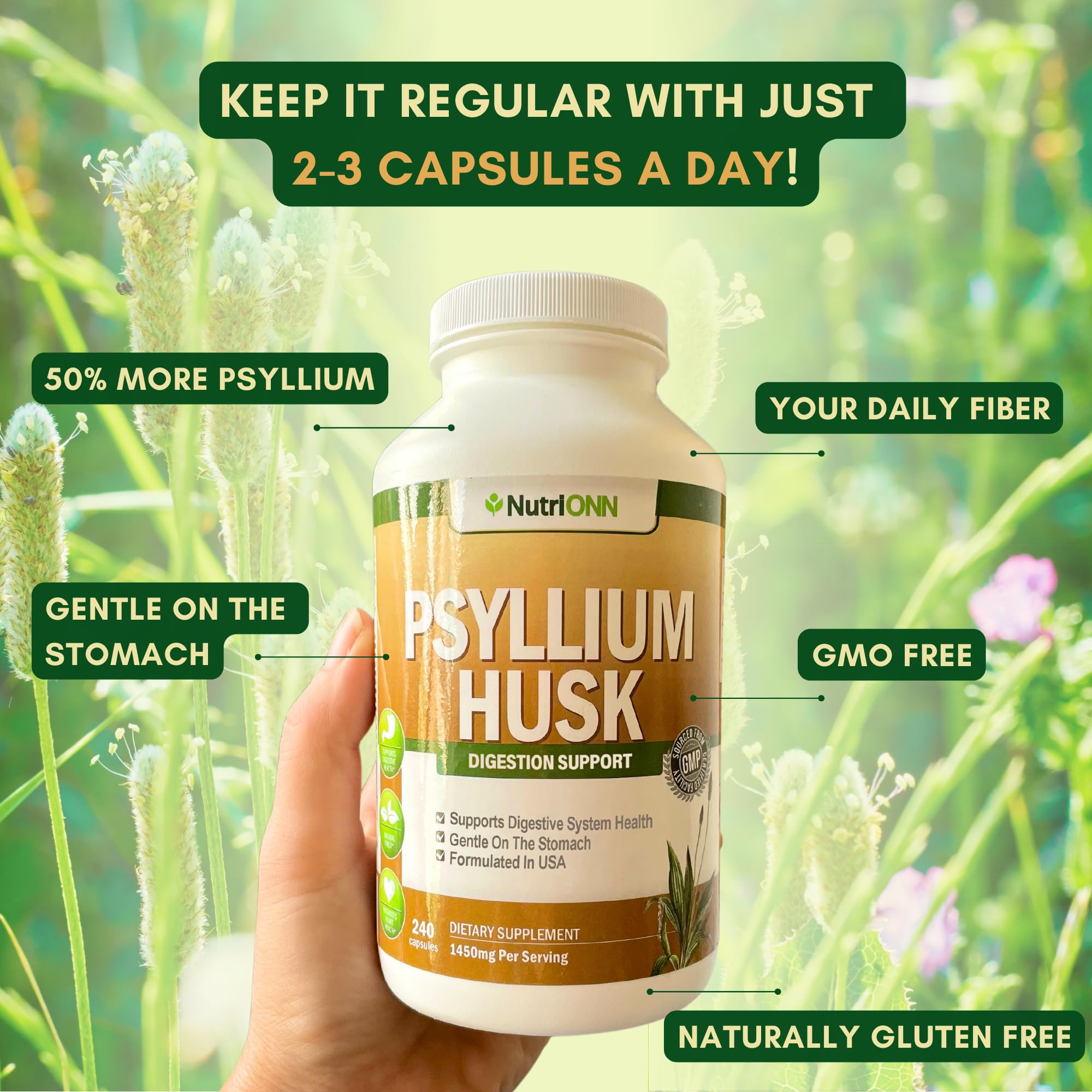 NutriONN Psyllium Husk Capsule - Premium Fiber

