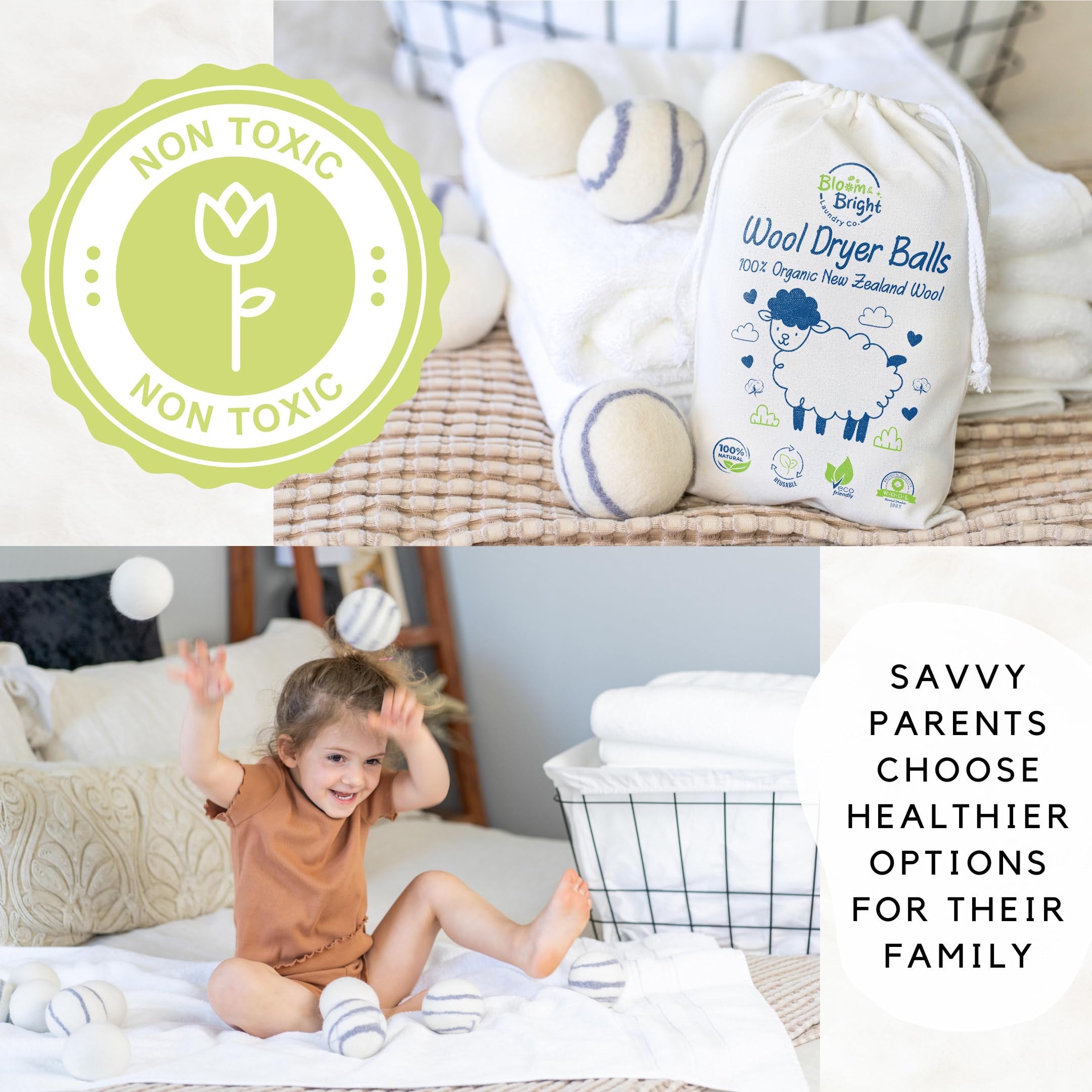 Organic Wool Dryer Balls for Laundry


