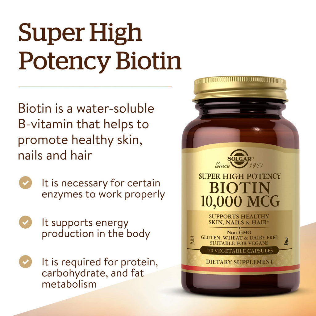 Solgar Biotin 10000 mcg Vegetarian Capsules for Hair & Skin

