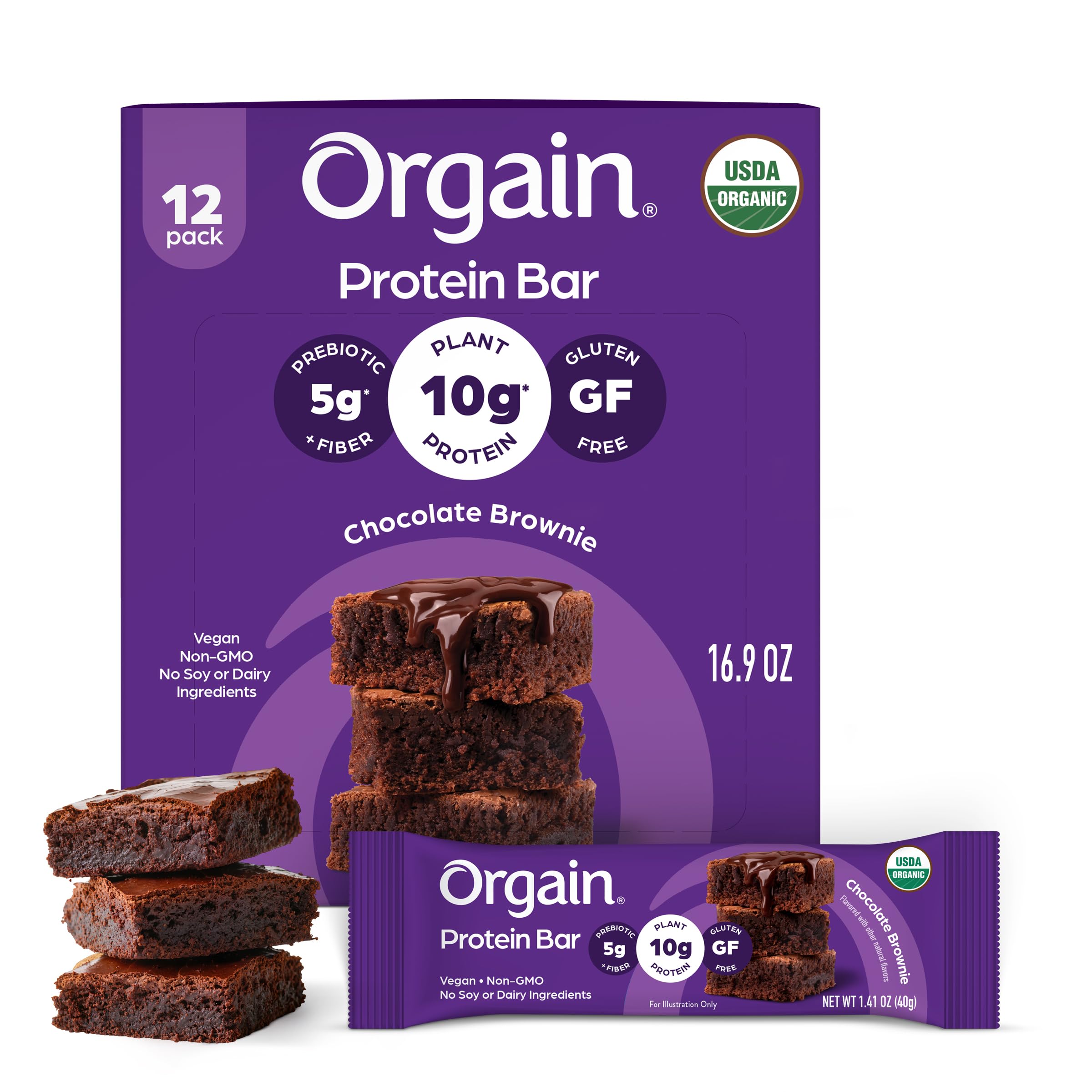 Orgain Organic Plant-Based Protein Bars | Dairy-Free Gluten-Free

