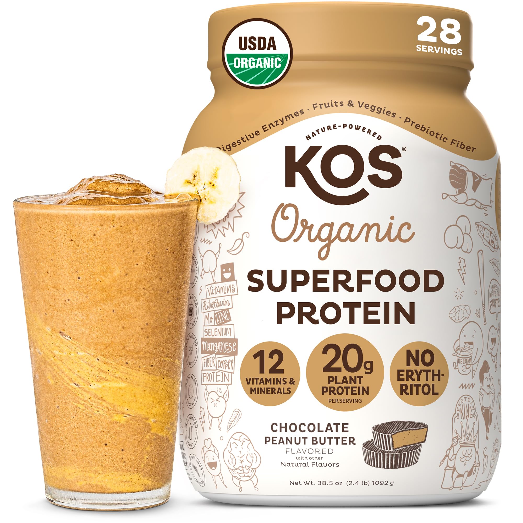 KOS Plant-Based Vegan Protein Powder - Pea Protein Blend