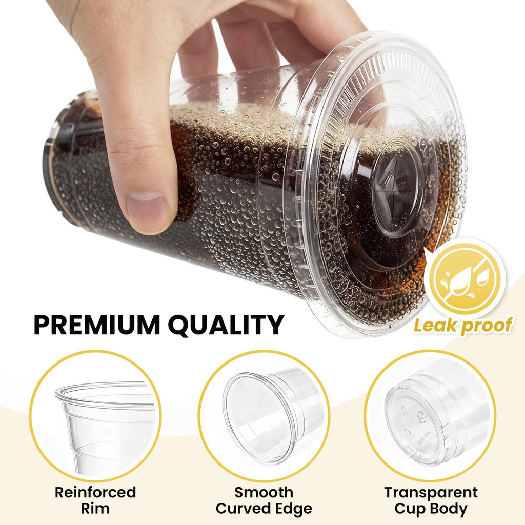 Clear Plastic Cups with Lids & Straws – Heavy Duty PET

