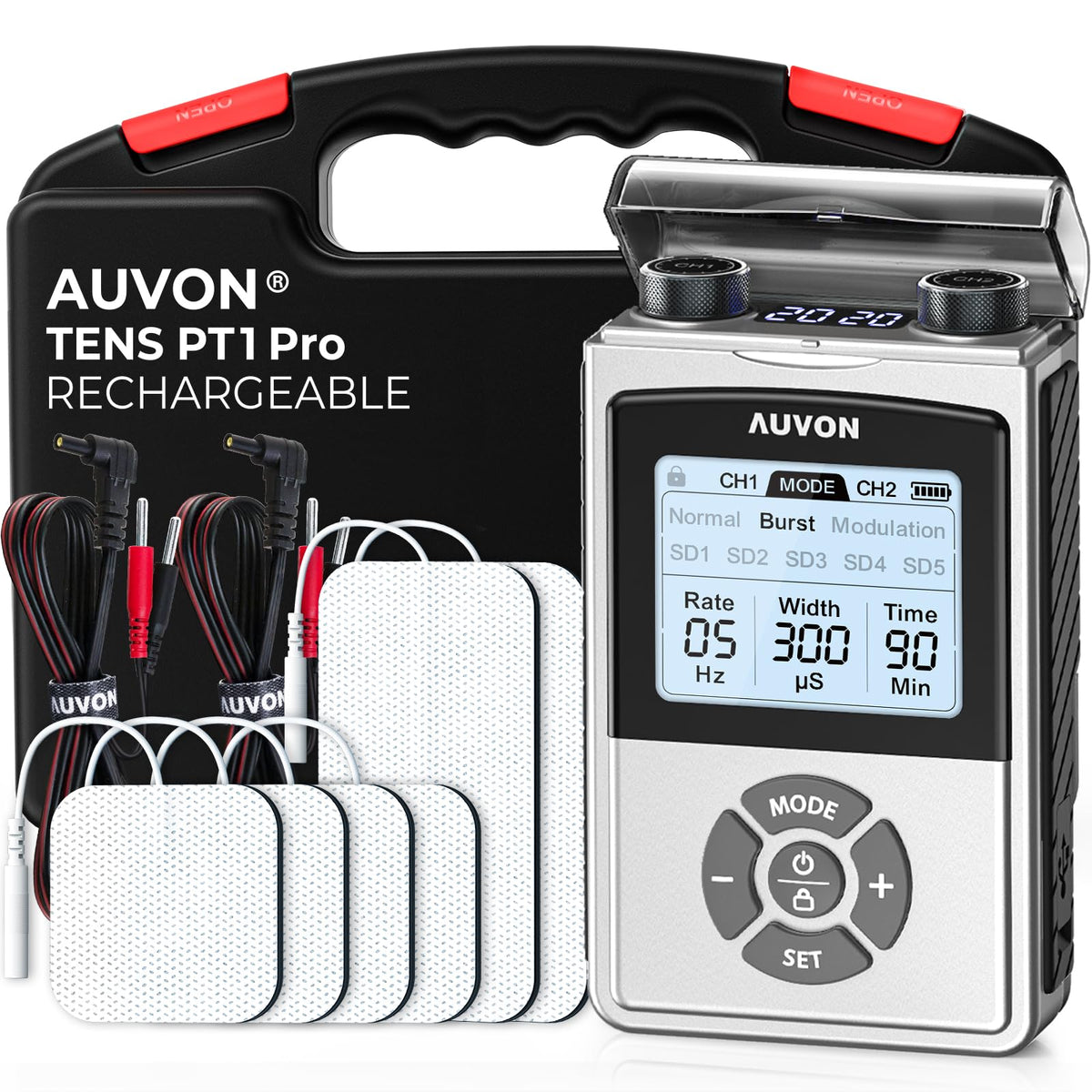 AUVON TENS Unit Rechargeable Pain Relief, 8 Modes