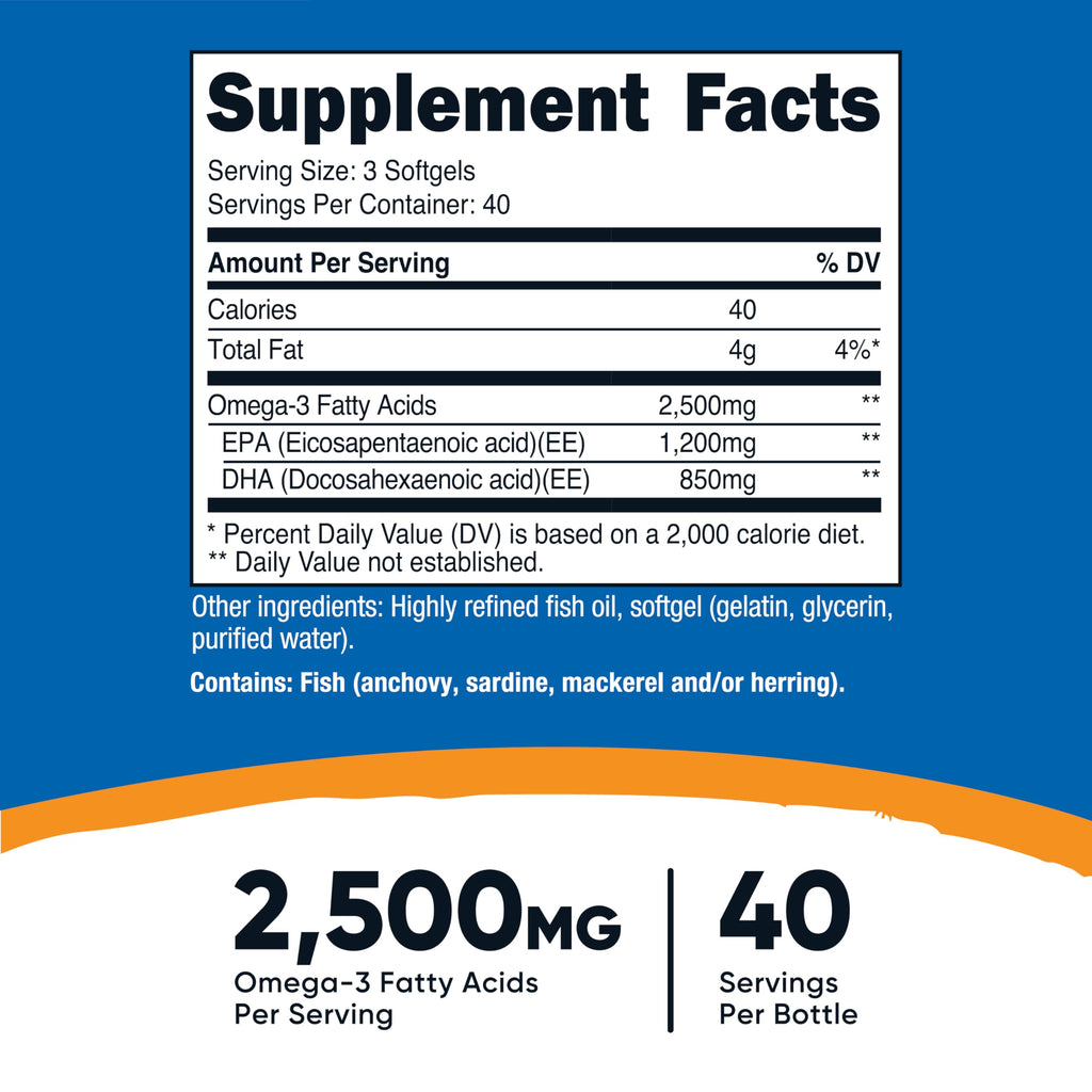 Nutricost Omega-3 Fish Oil 2500 mg Wild Caught

