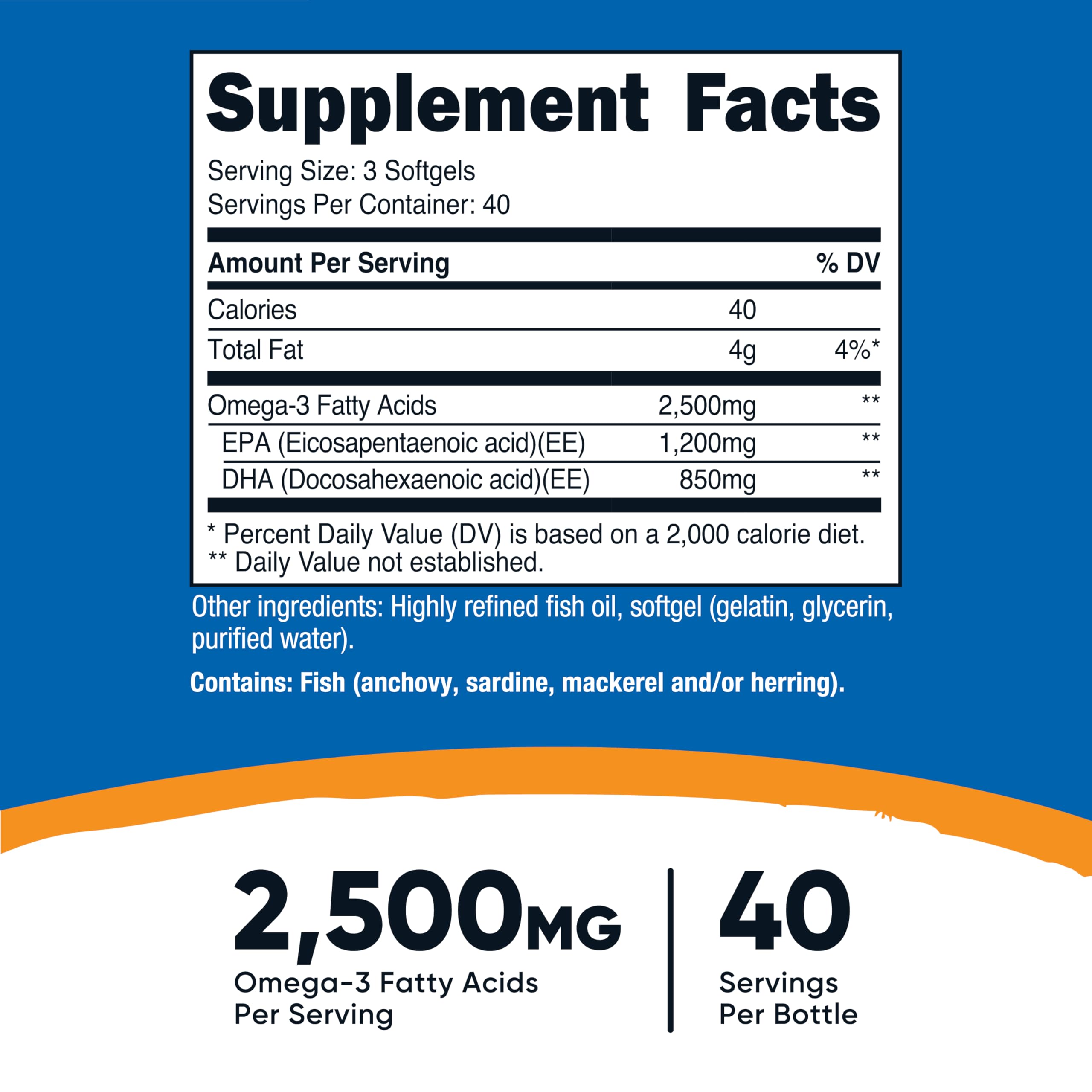 Nutricost Omega-3 Fish Oil 2500 mg Wild Caught

