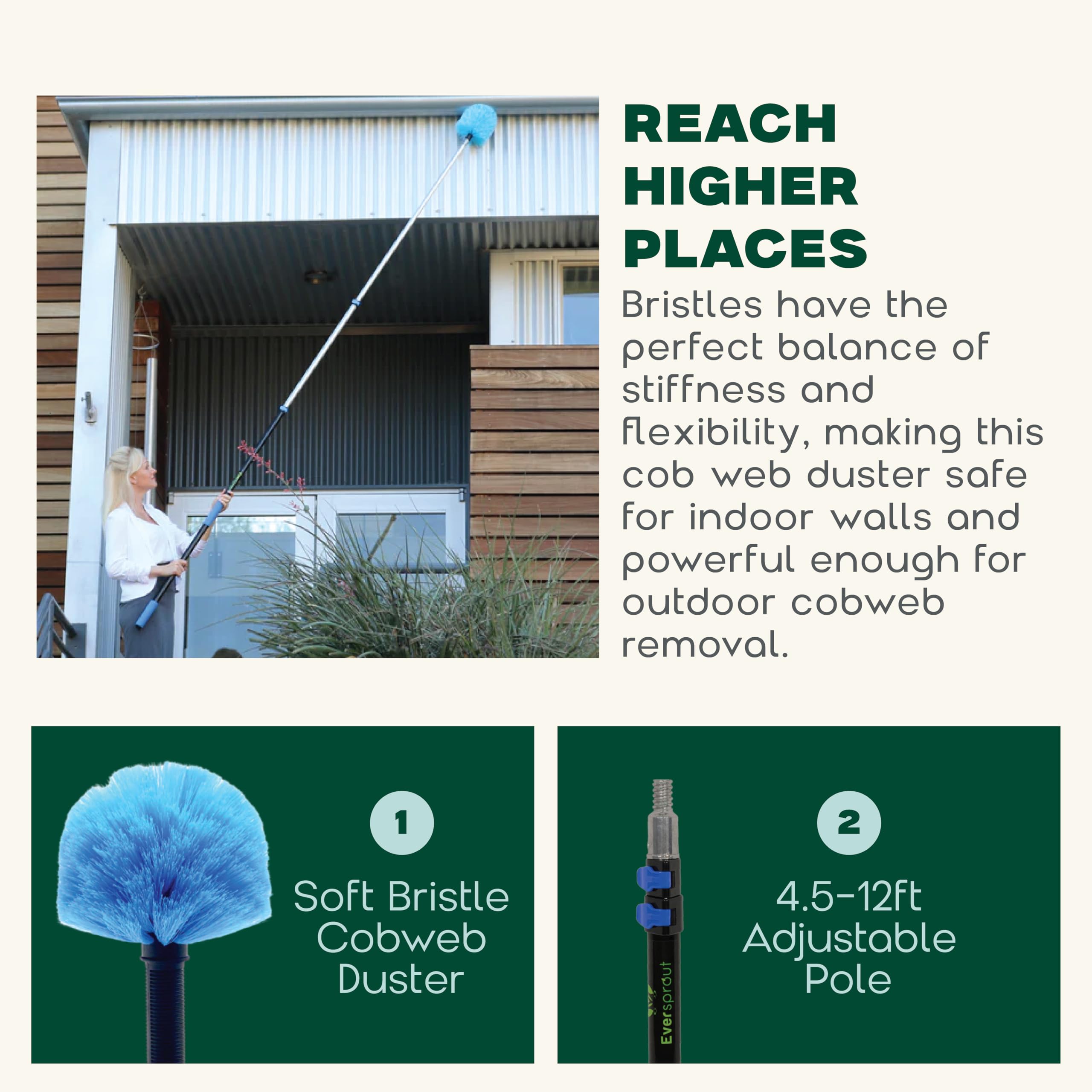 EverSprout Telescoping Cobweb Duster with Extension Pole

