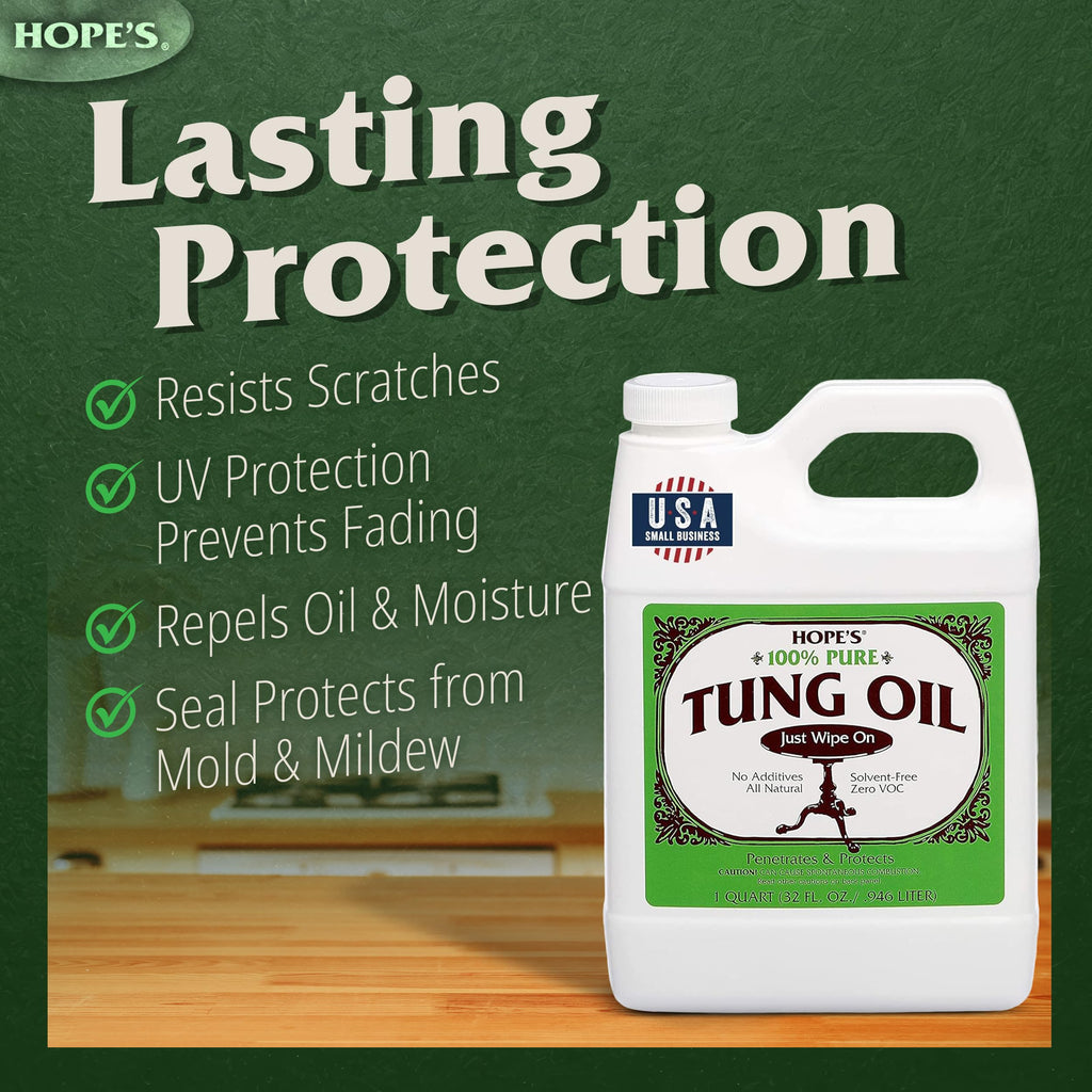 Tung Oil Wood Finish by Hope's – Food Safe & Waterproof


