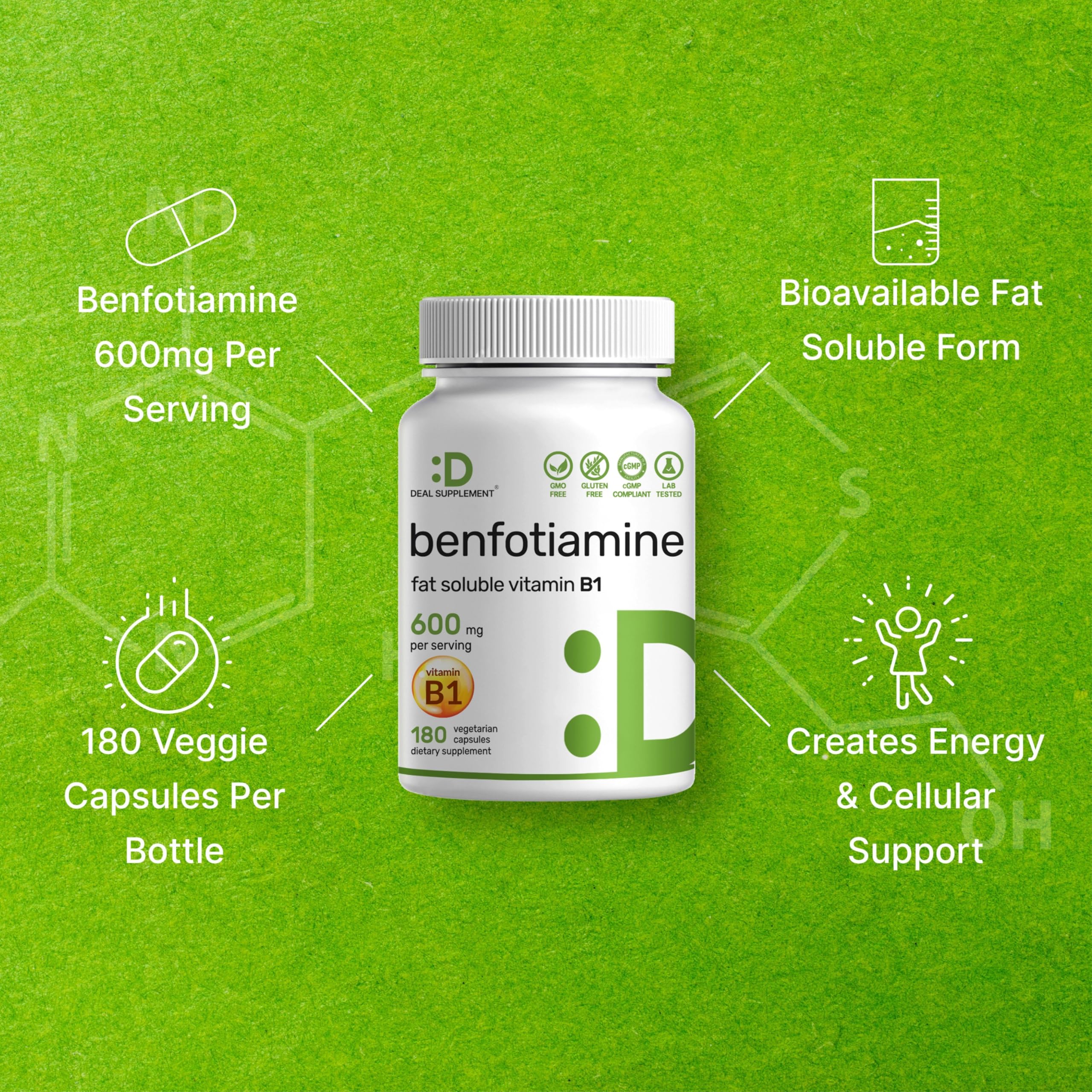 Benfotiamine Vitamin B1 Supplement - Vegan Non-GMO

