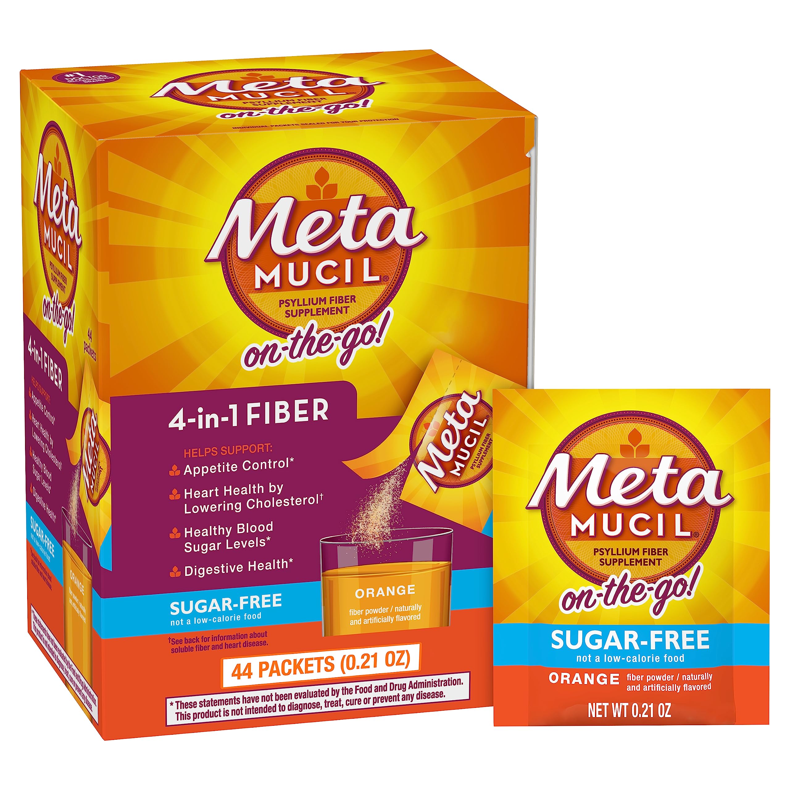 Metamucil On-The-Go Psyllium Husk Powder Sugar-Free

