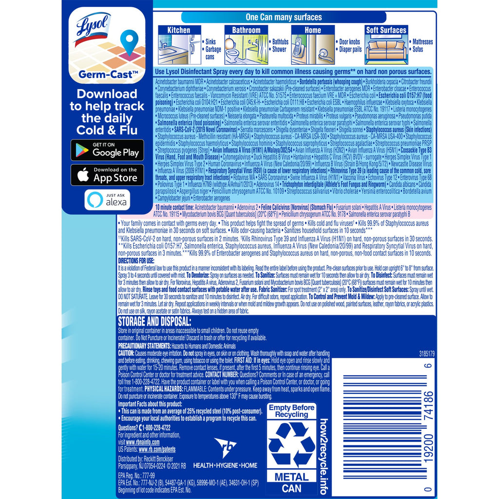 Lysol Disinfectant Spray for Hard Surfaces Bleach-Free

