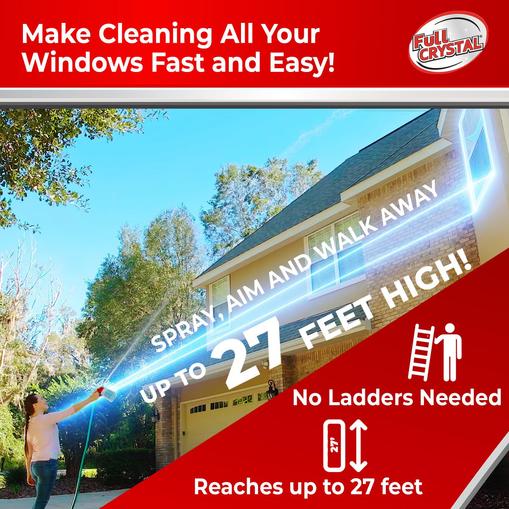 Full Crystal Window Cleaning Kit Glass Cleaner Concentrate with Long Reach

