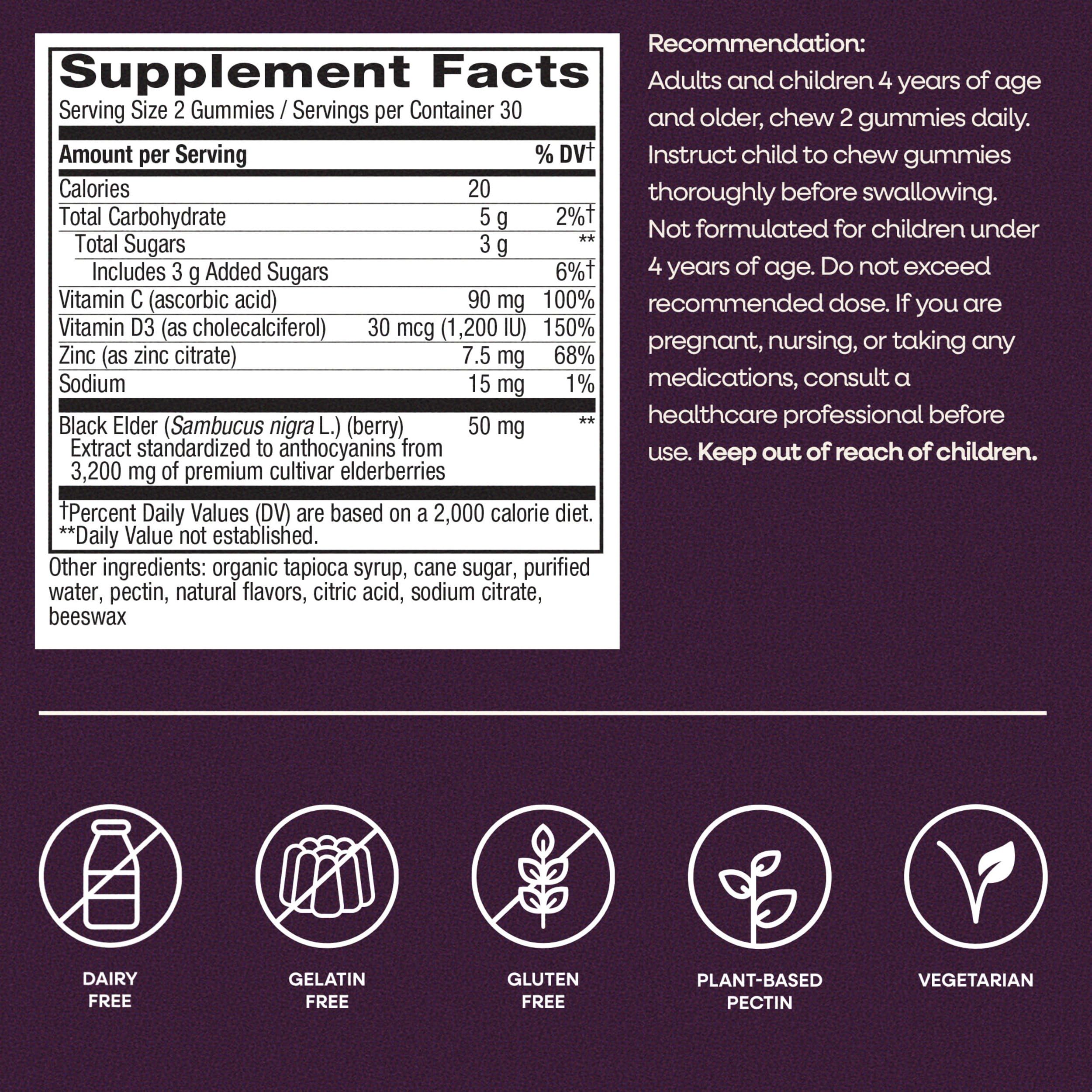 Nature's Way Sambucus Elderberry Gummies Immune Support

