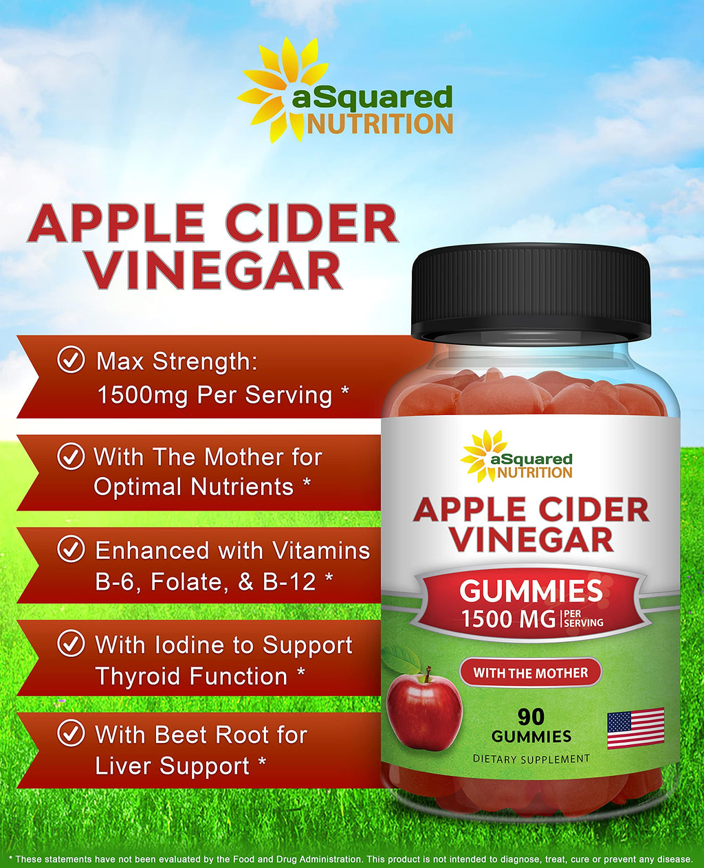 aSquared Apple Cider Vinegar Gummies with The Mother

